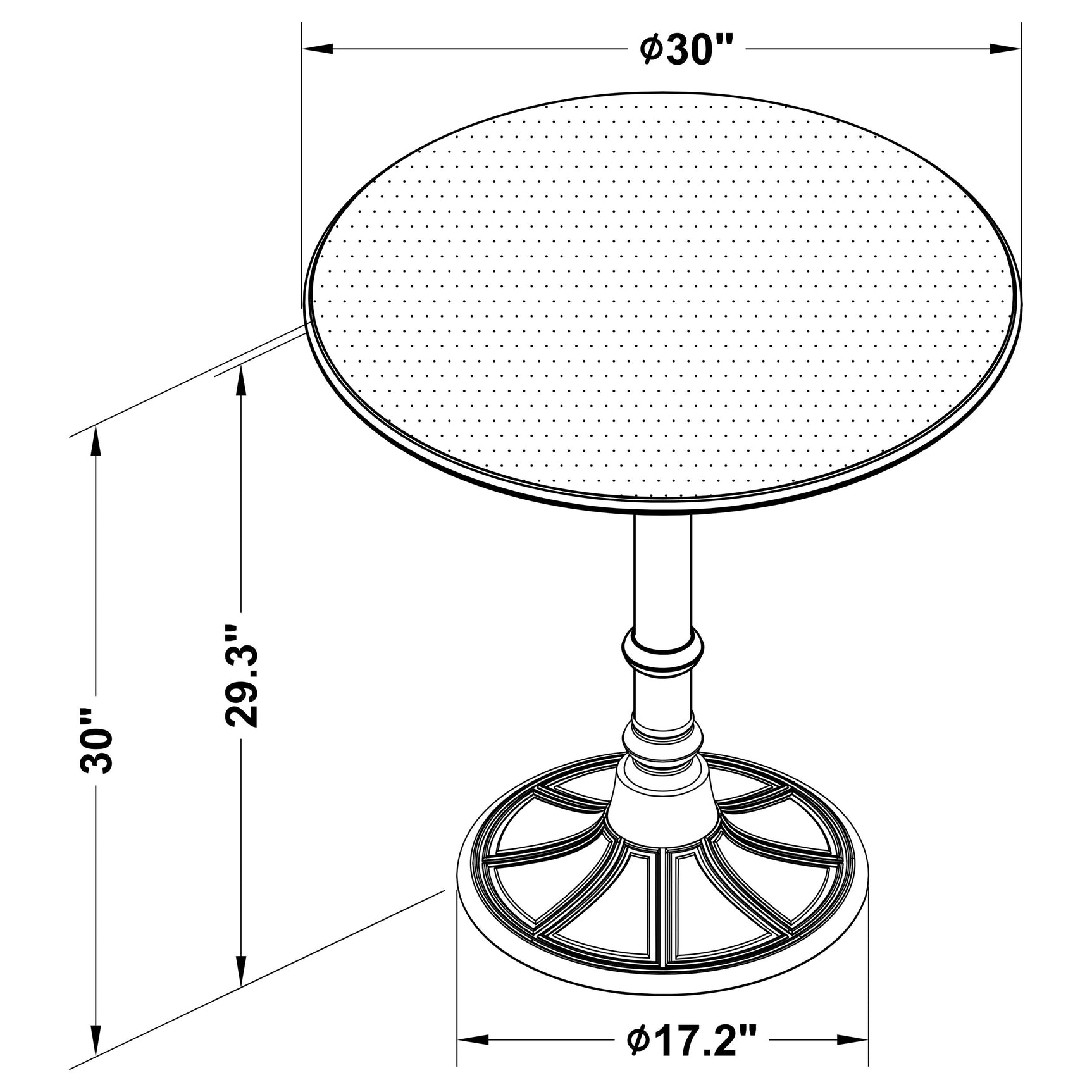 Oswego Round 30-inch Bistro Dining Table Bronze - Tampa Furniture Outlet