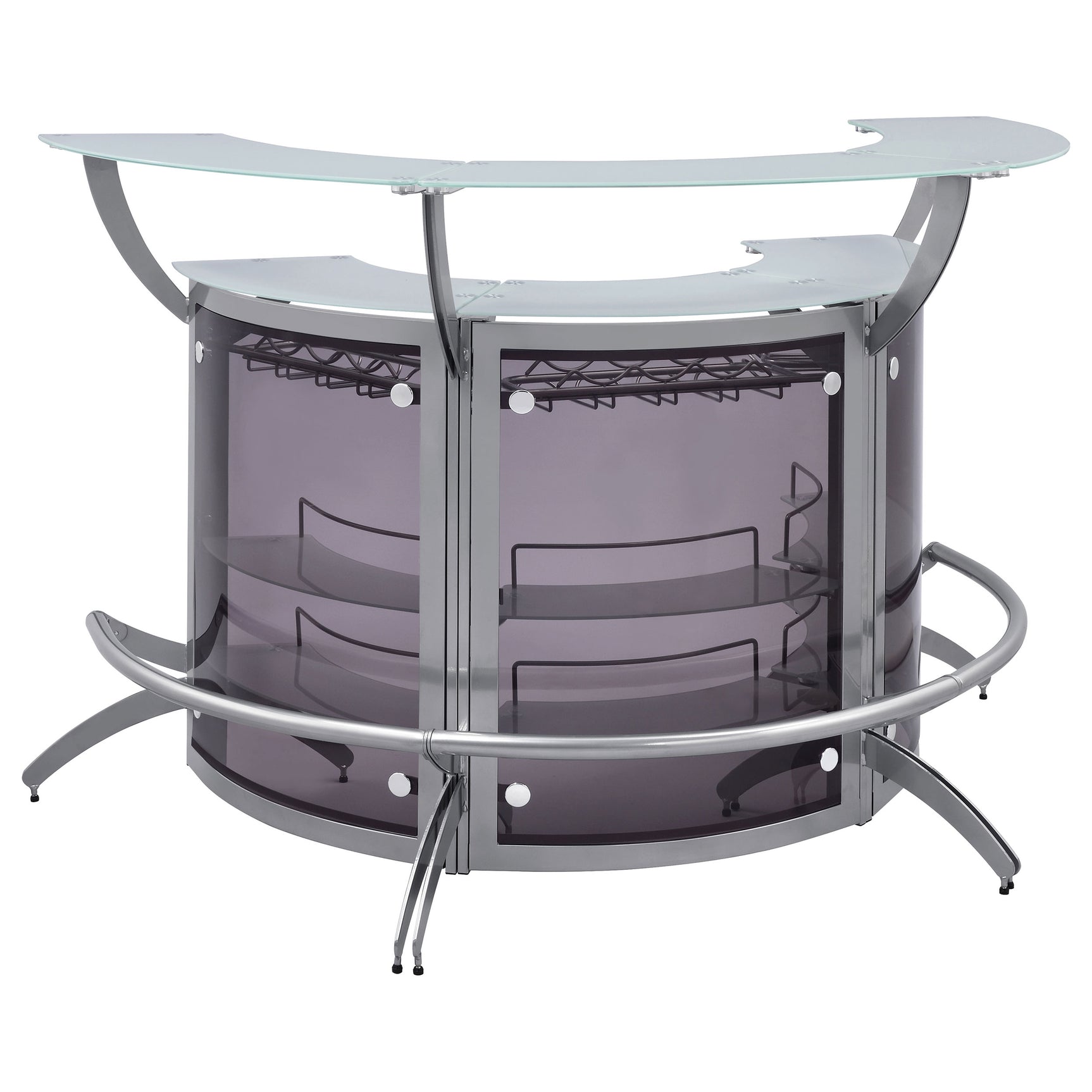 Dallas 3-piece Curved Freestanding Home Bar Cabinet Silver - Tampa Furniture Outlet