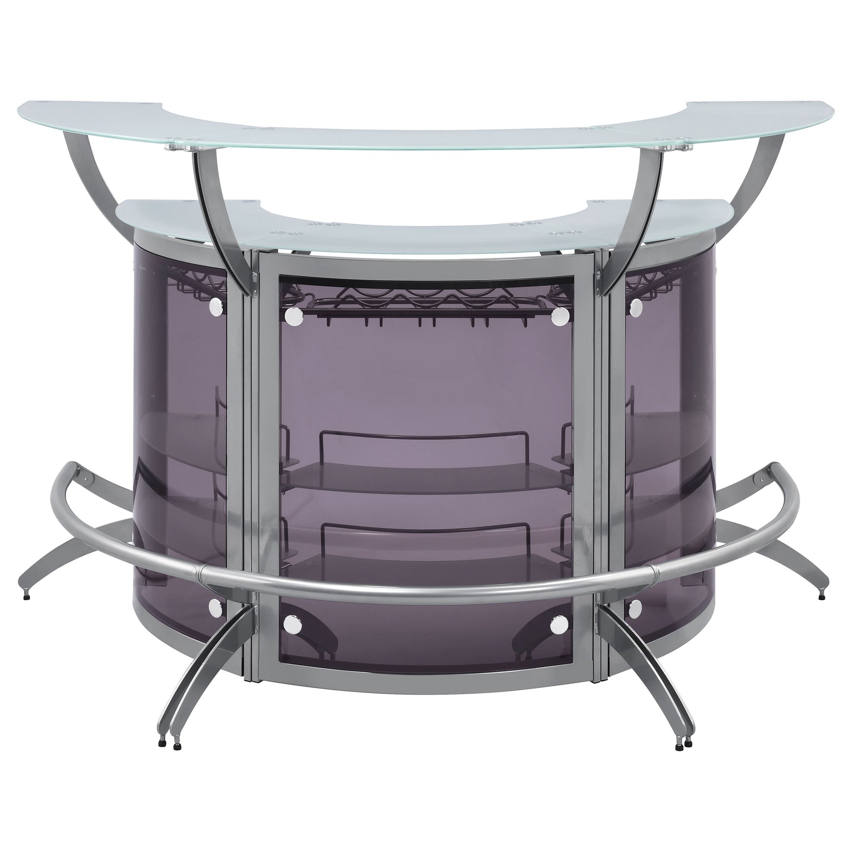Dallas 3-piece Curved Freestanding Home Bar Cabinet Silver - Tampa Furniture Outlet
