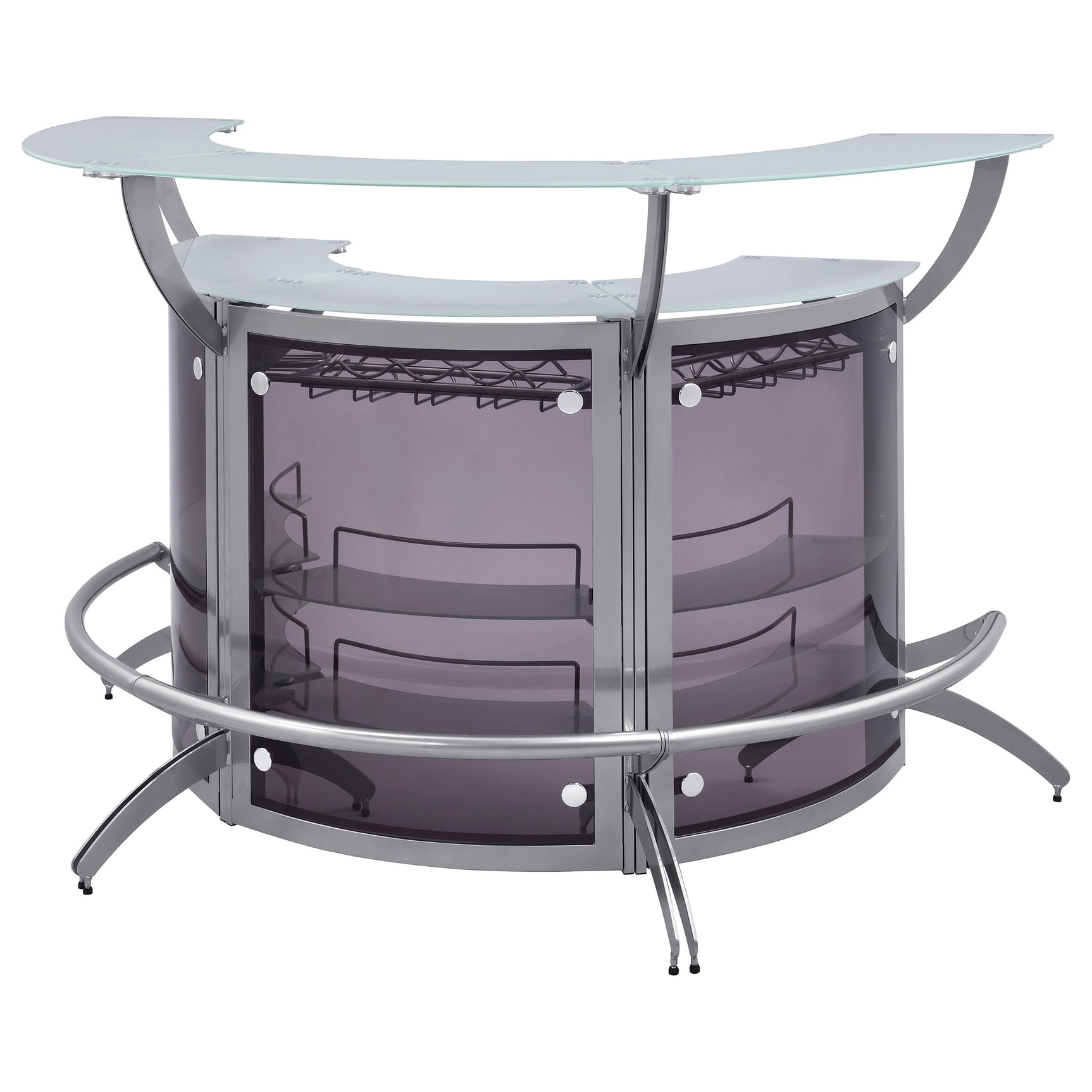 Dallas 3-piece Curved Freestanding Home Bar Cabinet Silver - Tampa Furniture Outlet