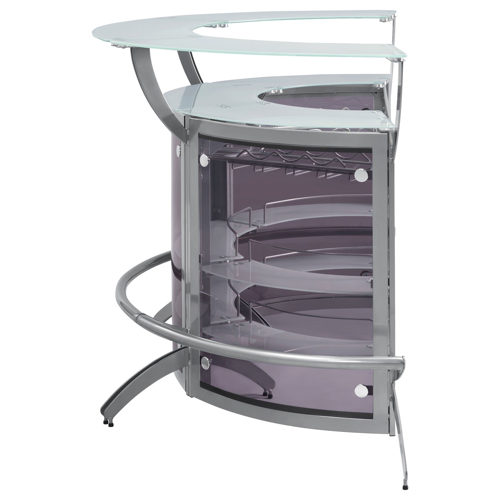 Dallas 3-piece Curved Freestanding Home Bar Cabinet Silver - Tampa Furniture Outlet