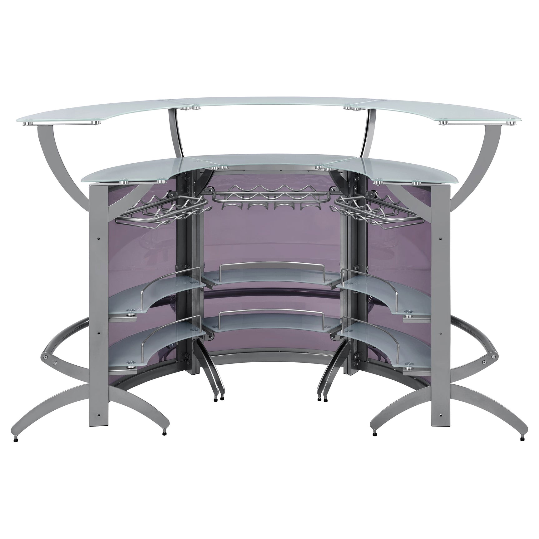 Dallas 3-piece Curved Freestanding Home Bar Cabinet Silver - Tampa Furniture Outlet