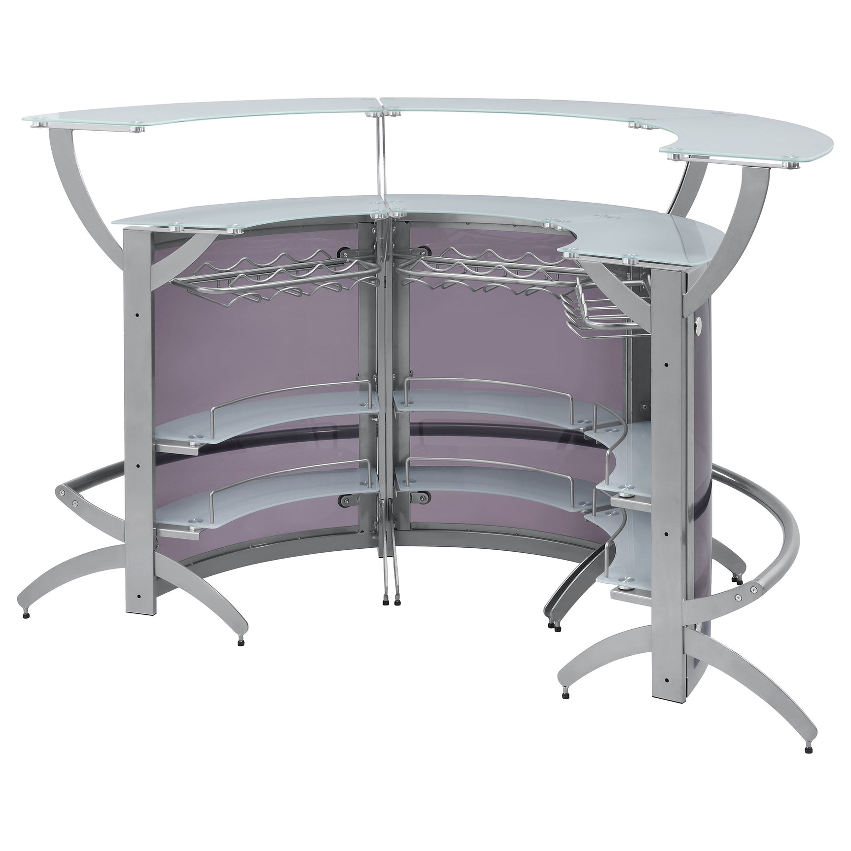 Dallas 3-piece Curved Freestanding Home Bar Cabinet Silver - Tampa Furniture Outlet