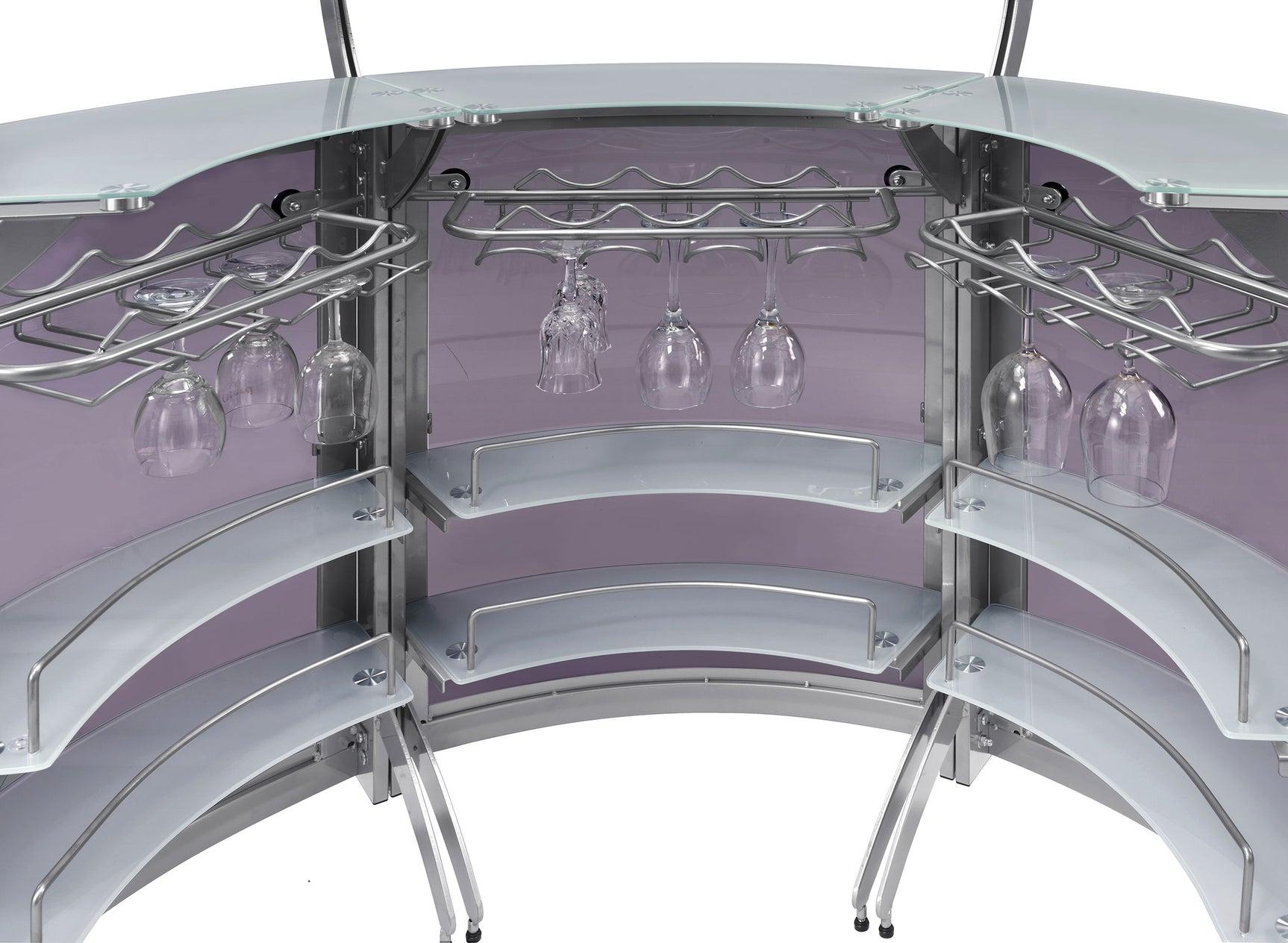 Dallas 3-piece Curved Freestanding Home Bar Cabinet Silver - Tampa Furniture Outlet
