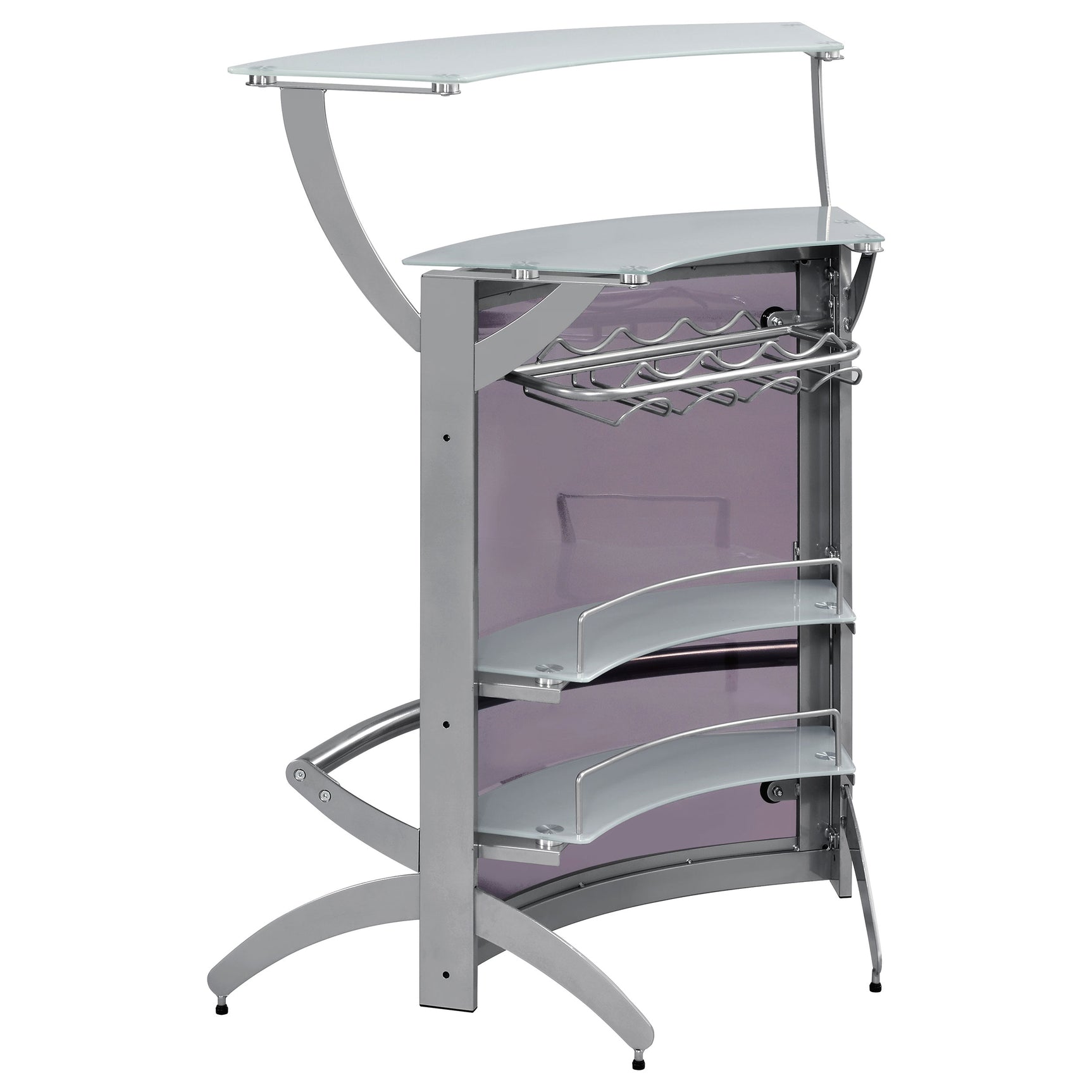 Dallas 2-shelf Curved Freestanding Home Bar Cabinet Silver - Tampa Furniture Outlet