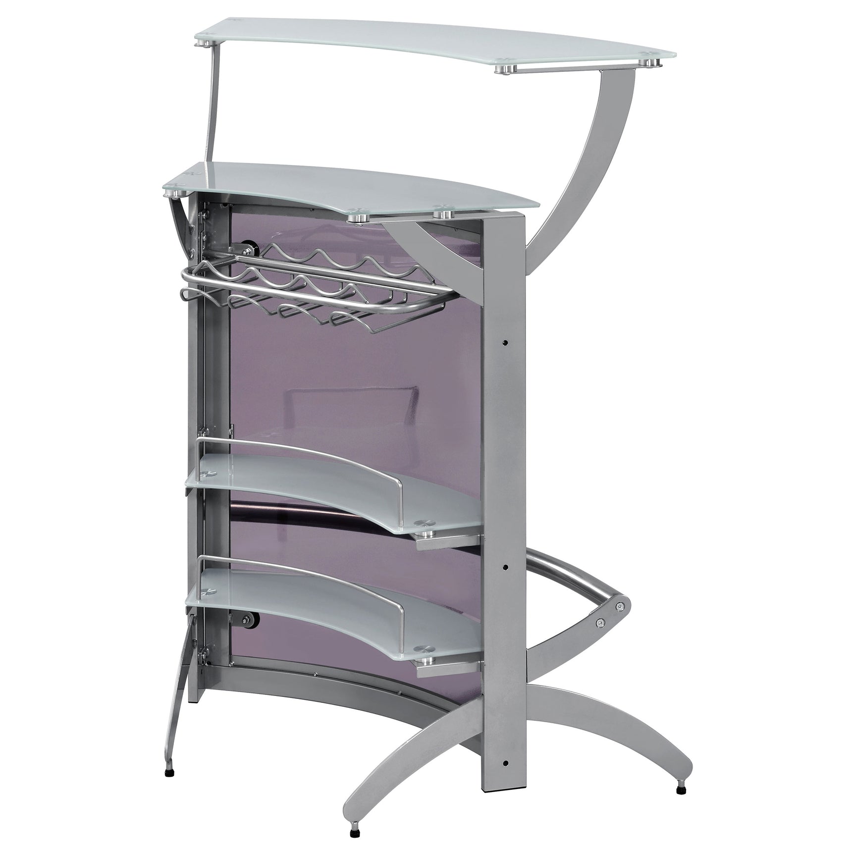 Dallas 2-shelf Curved Freestanding Home Bar Cabinet Silver - Tampa Furniture Outlet