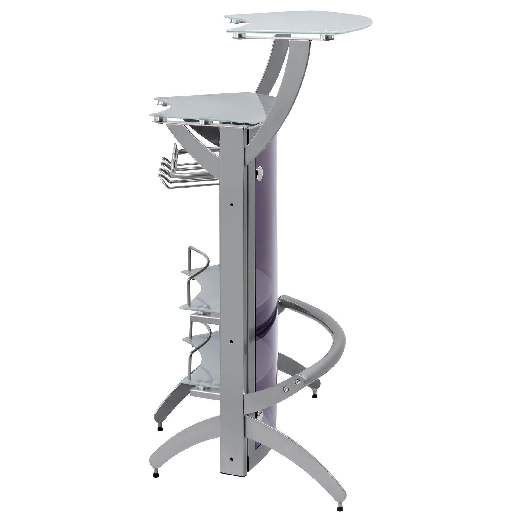 Dallas 2-shelf Curved Freestanding Home Bar Cabinet Silver - Tampa Furniture Outlet