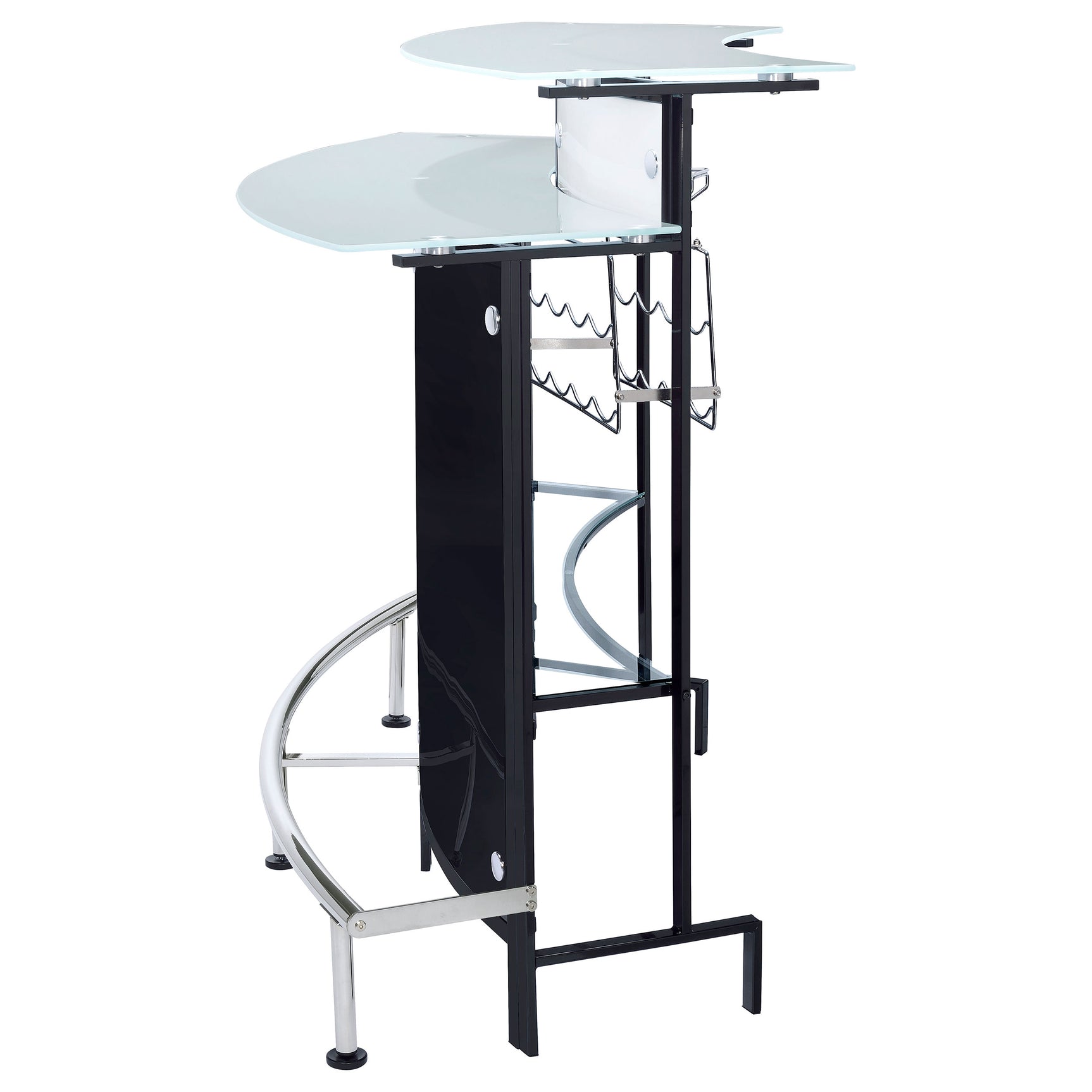 Keystone Curved Glass Top Home Bar Wine Cabinet Black - Tampa Furniture Outlet