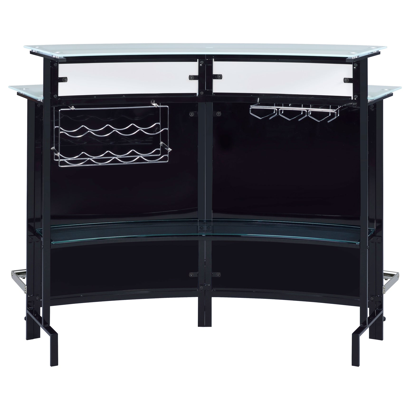 Keystone Curved Glass Top Home Bar Wine Cabinet Black - Tampa Furniture Outlet