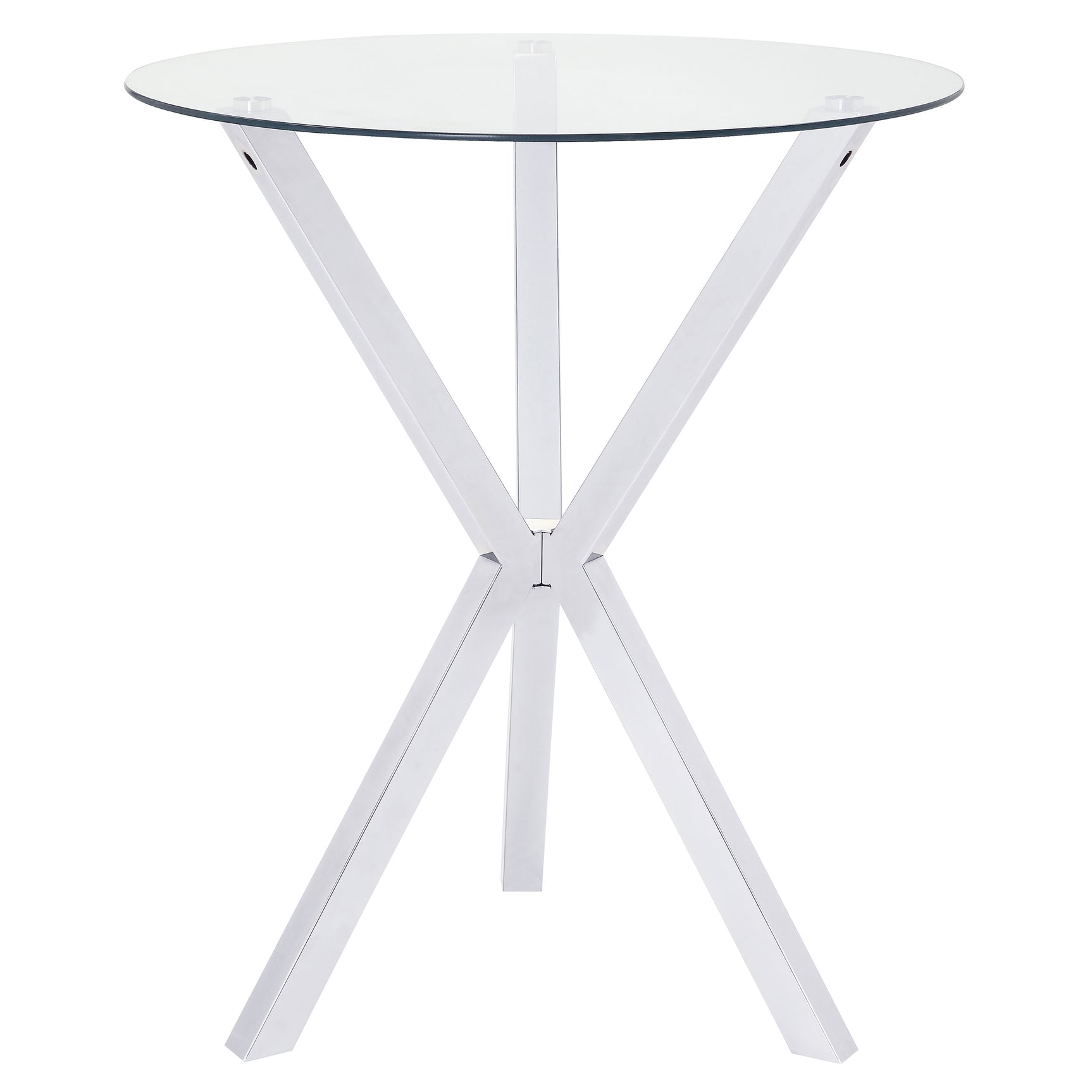 Tampa Furniture Outlet - Coaster - Denali Round 35-inch Glass Top Bistro Bar Table Chrome - 100186