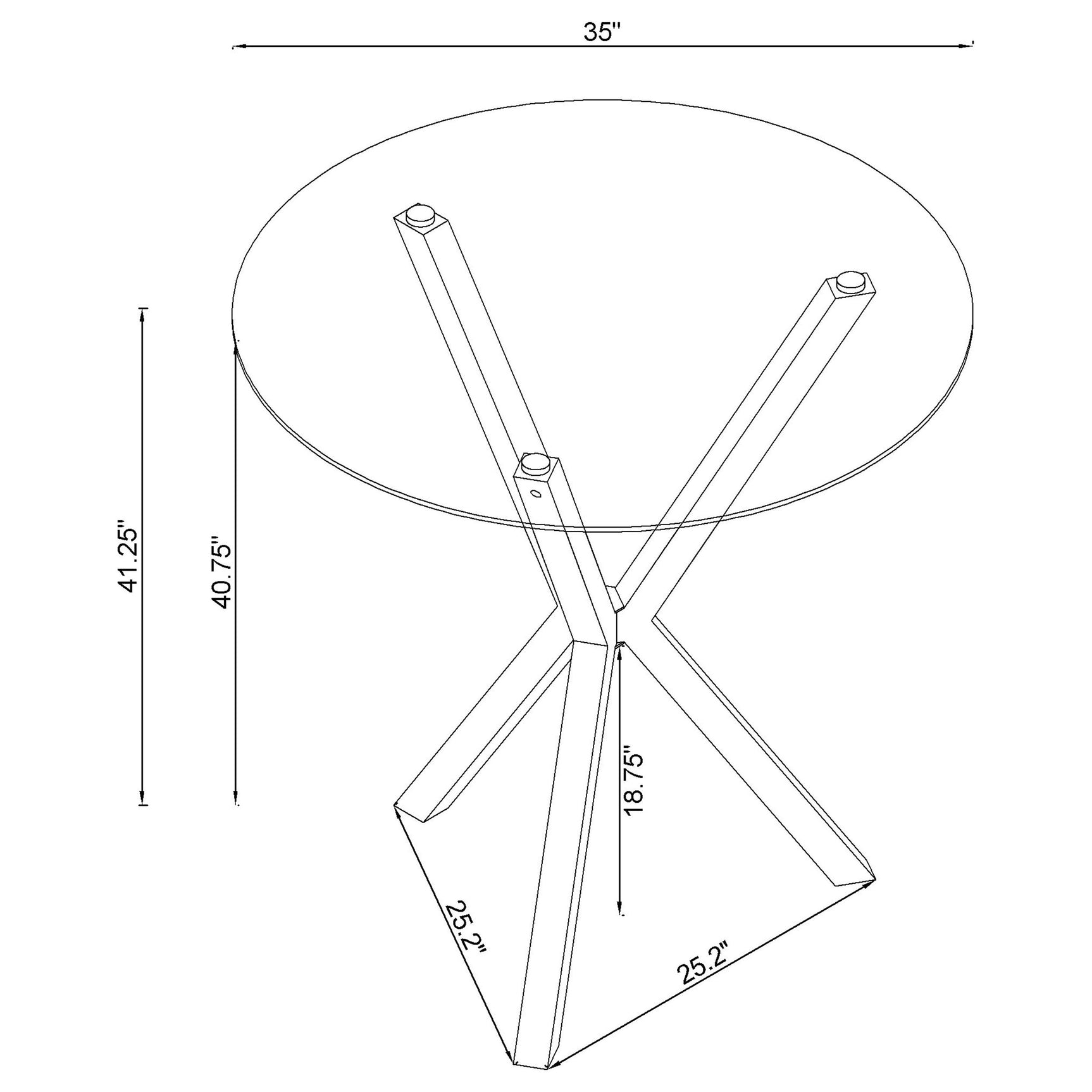 Denali Round 35-inch Glass Top Bistro Bar Table Chrome - Tampa Furniture Outlet