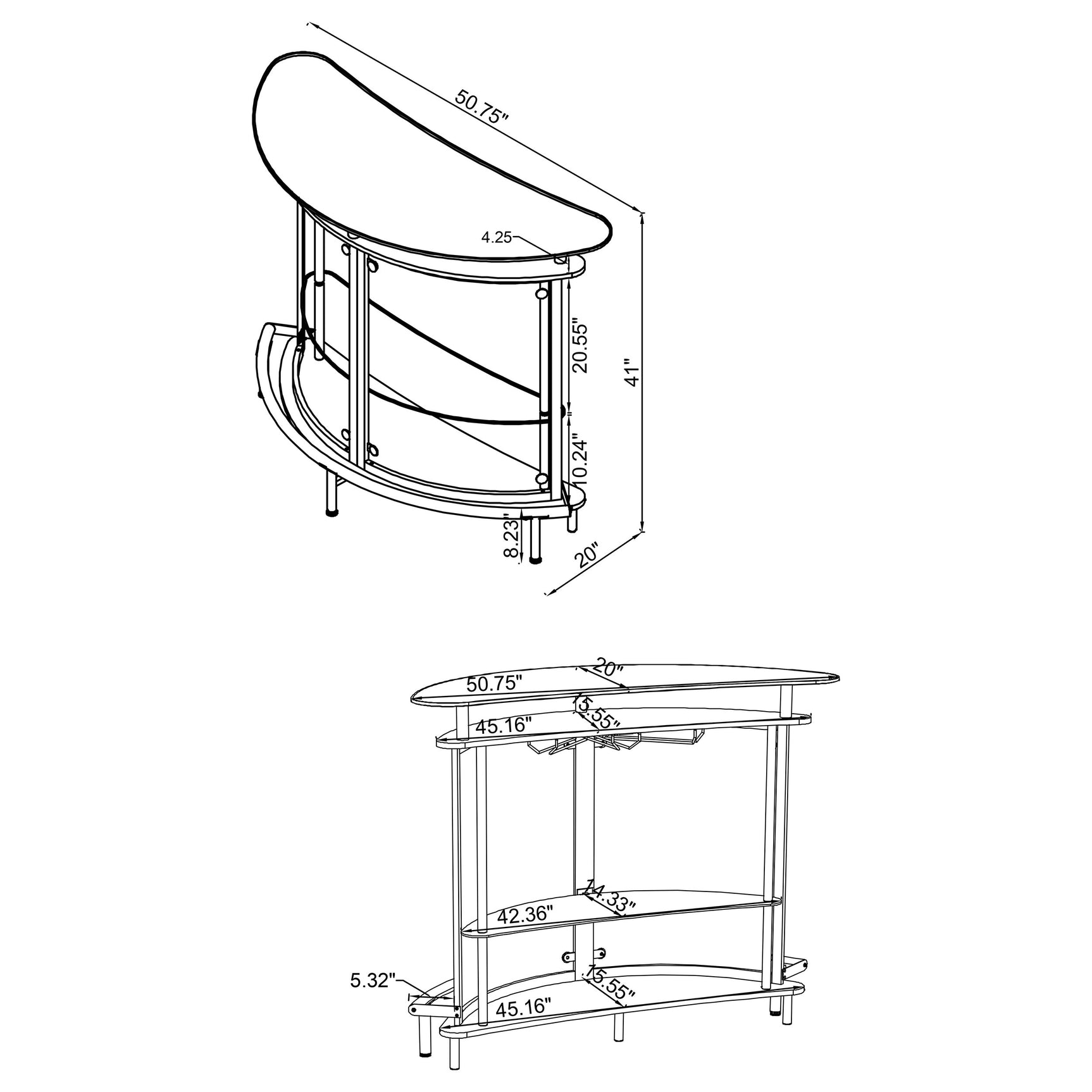 Amarillo Freestanding Glass Top Home Bar Wine Cabinet Black - Tampa Furniture Outlet
