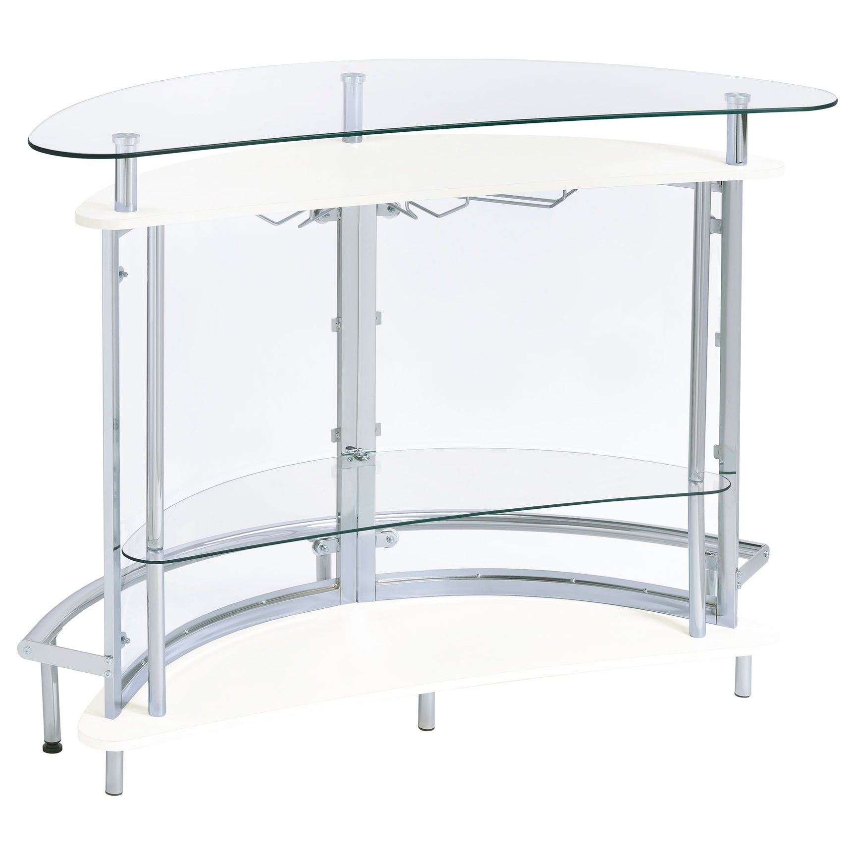 Amarillo Freestanding Glass Top Home Bar Wine Cabinet White - Tampa Furniture Outlet