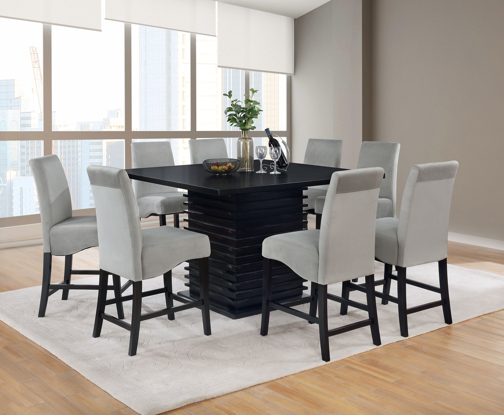 Stanton Velvet Upholstered Counter Chair Grey (Set of 2) - Tampa Furniture Outlet