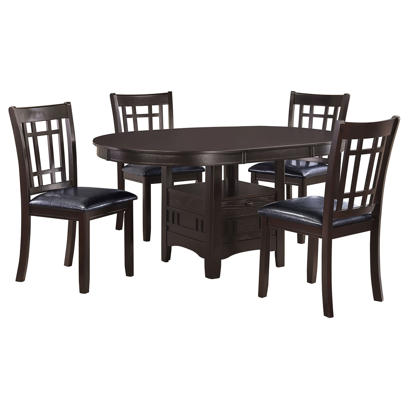 Lavon 5-piece Oval Extension Leaf Dining Set Espresso - Tampa Furniture Outlet