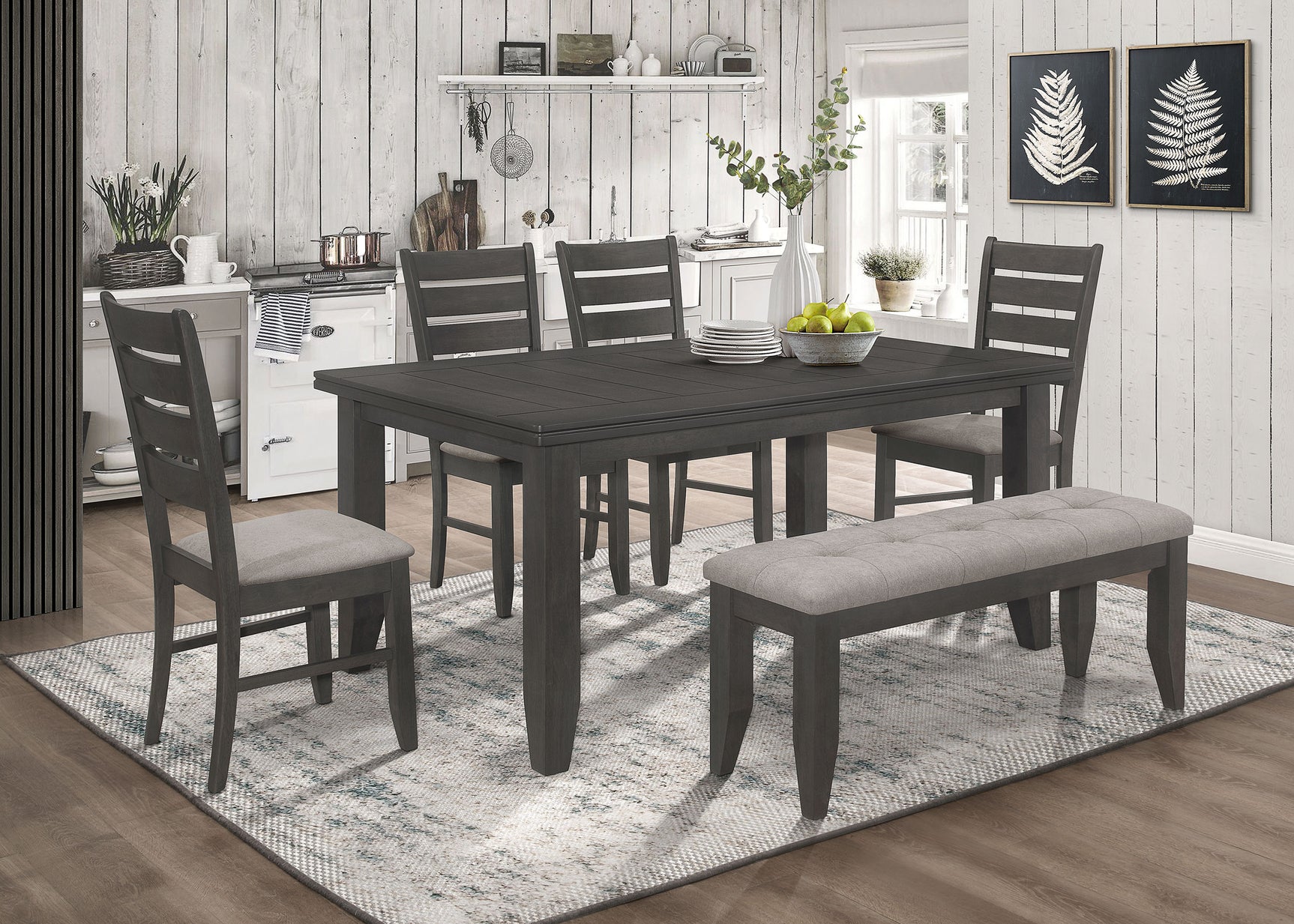 Dalila Wood Dining Side Chair Dark Grey (Set of 2) - Tampa Furniture Outlet