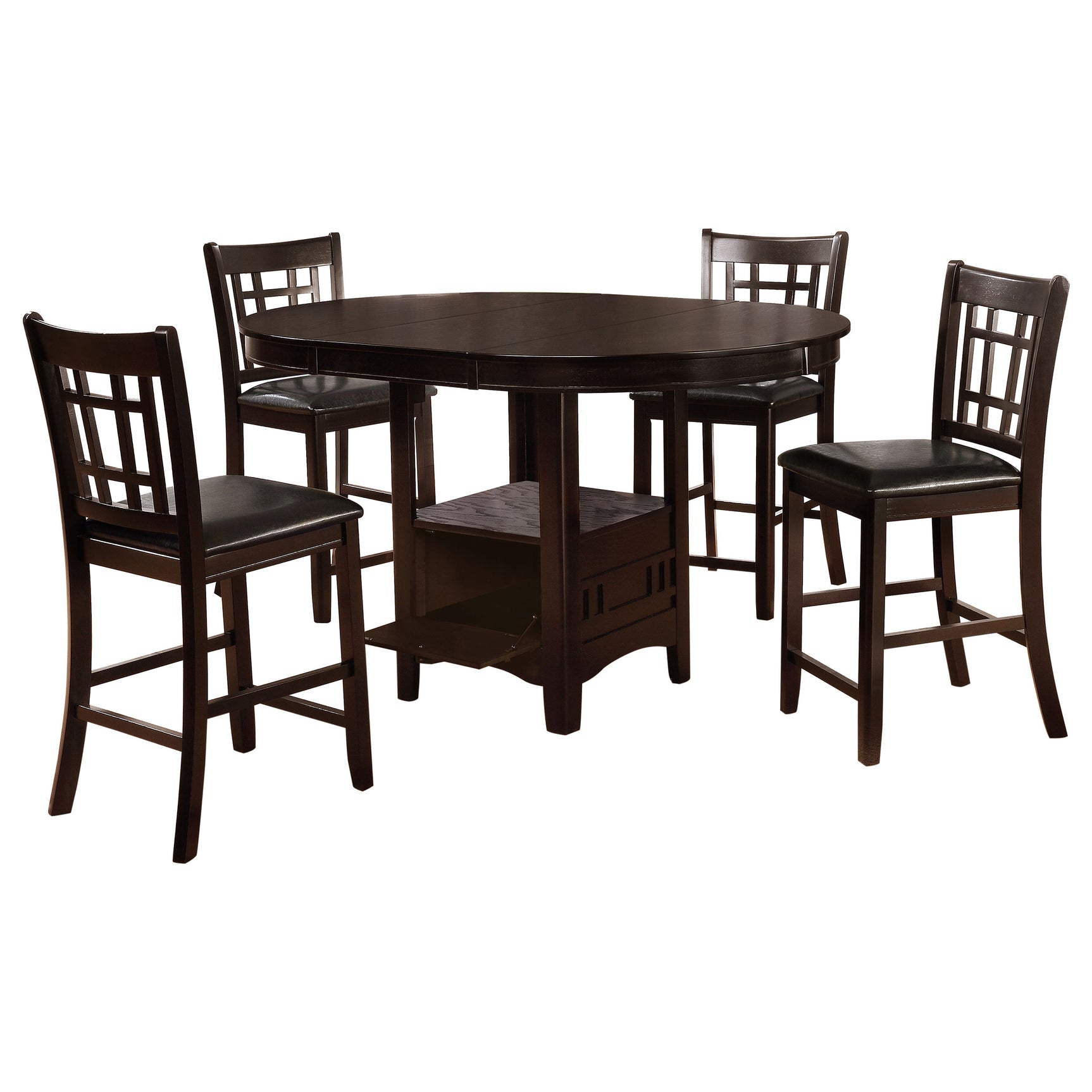 Lavon 5-piece Oval Counter Height Dining Set Espresso - Tampa Furniture Outlet