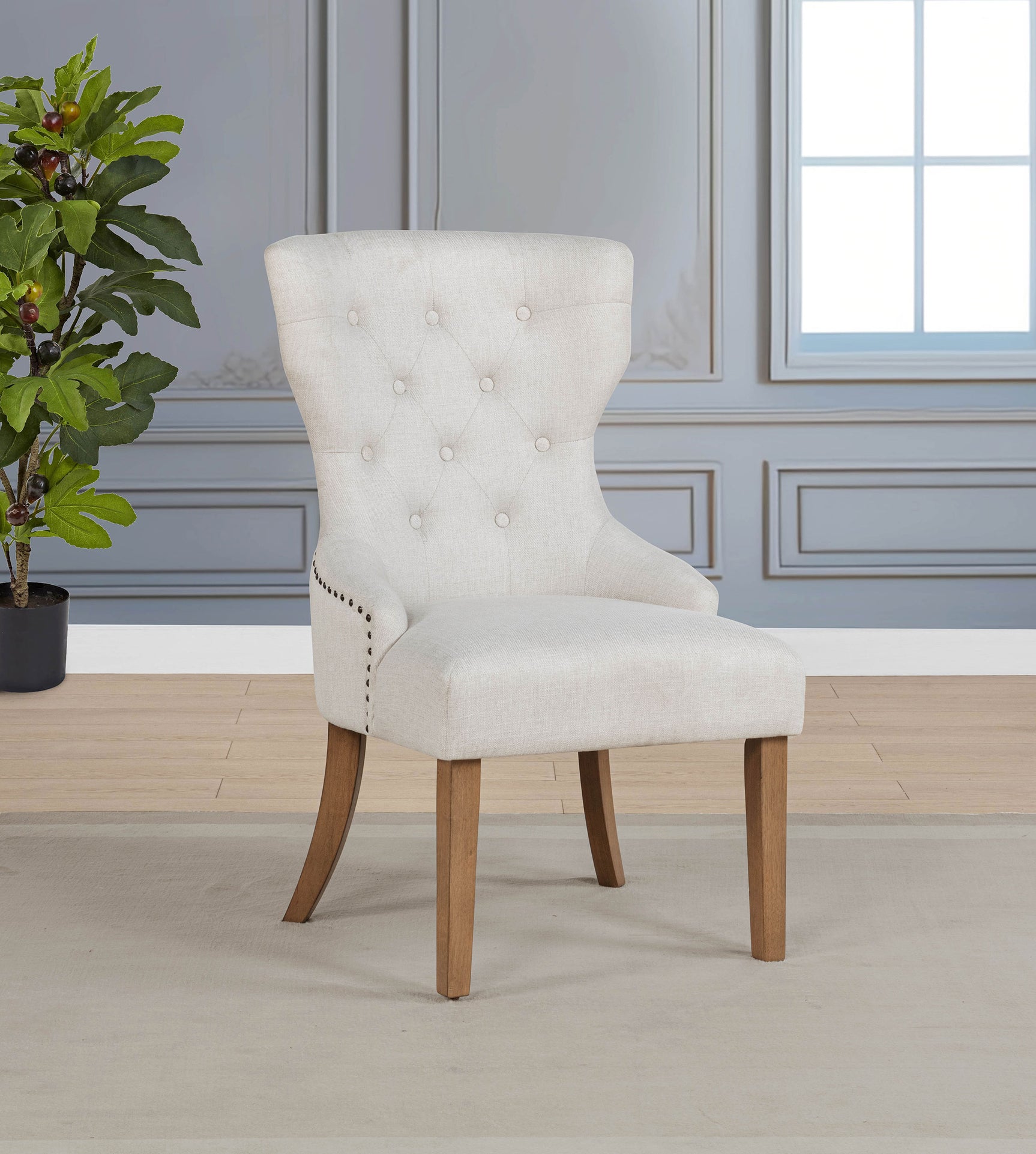 Baney Fabric Upholstered Dining Side Chair Beige and Rustic Grey - Tampa Furniture Outlet