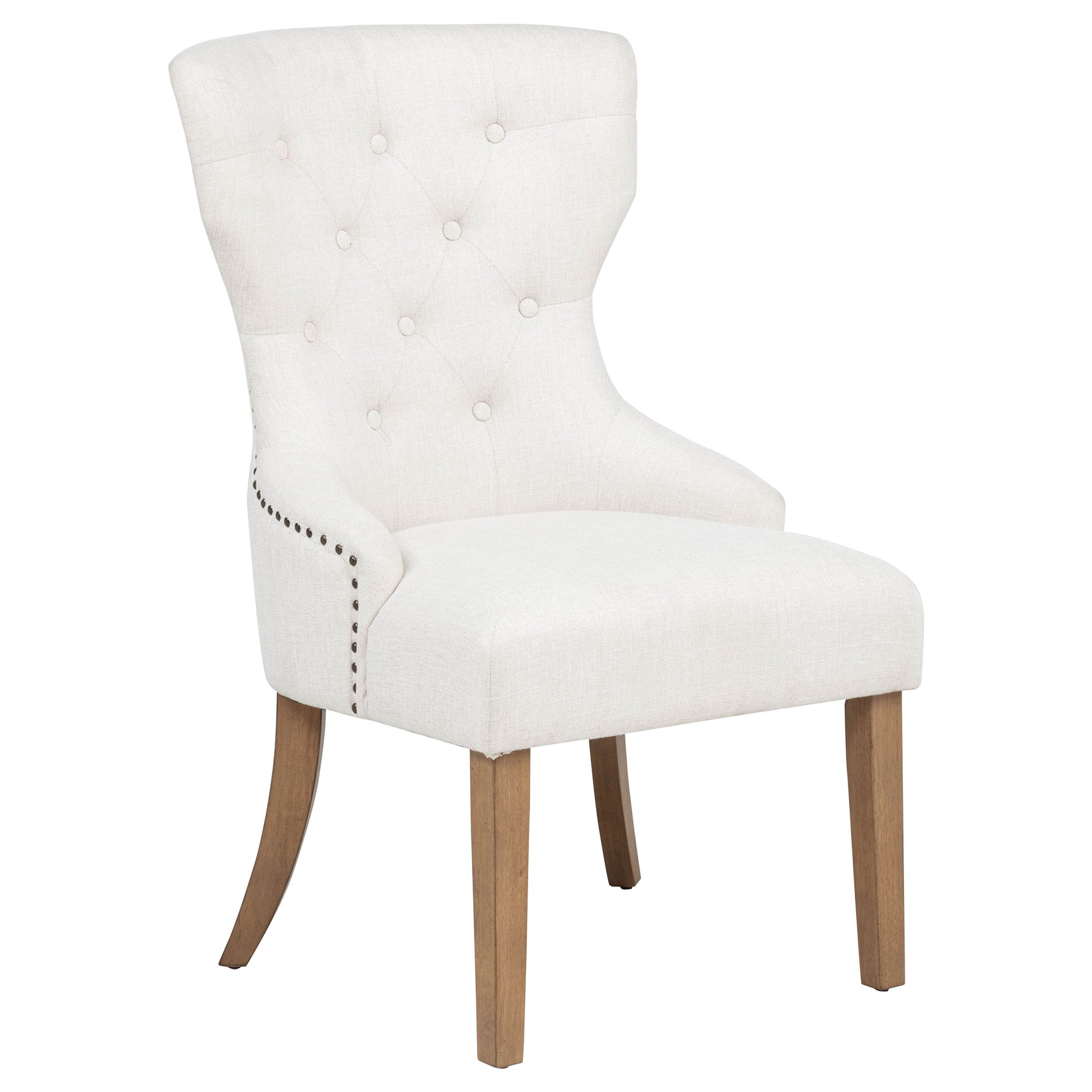 Tampa Furniture Outlet - Coaster - Baney Fabric Upholstered Dining Side Chair Beige and Rustic Grey - 104507