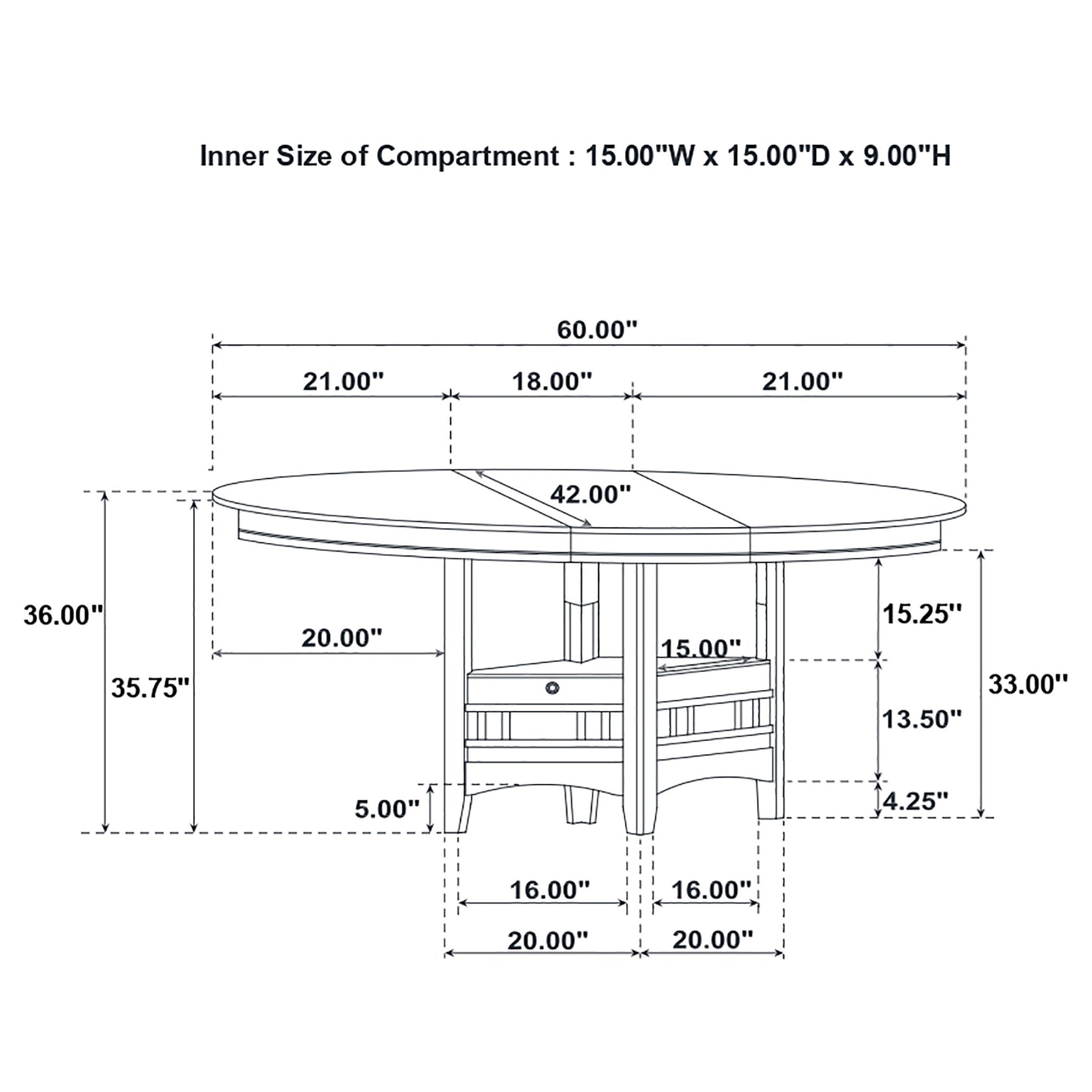 Lavon Oval 60-inch Counter Height Extension Dining Table Chestnut - Tampa Furniture Outlet