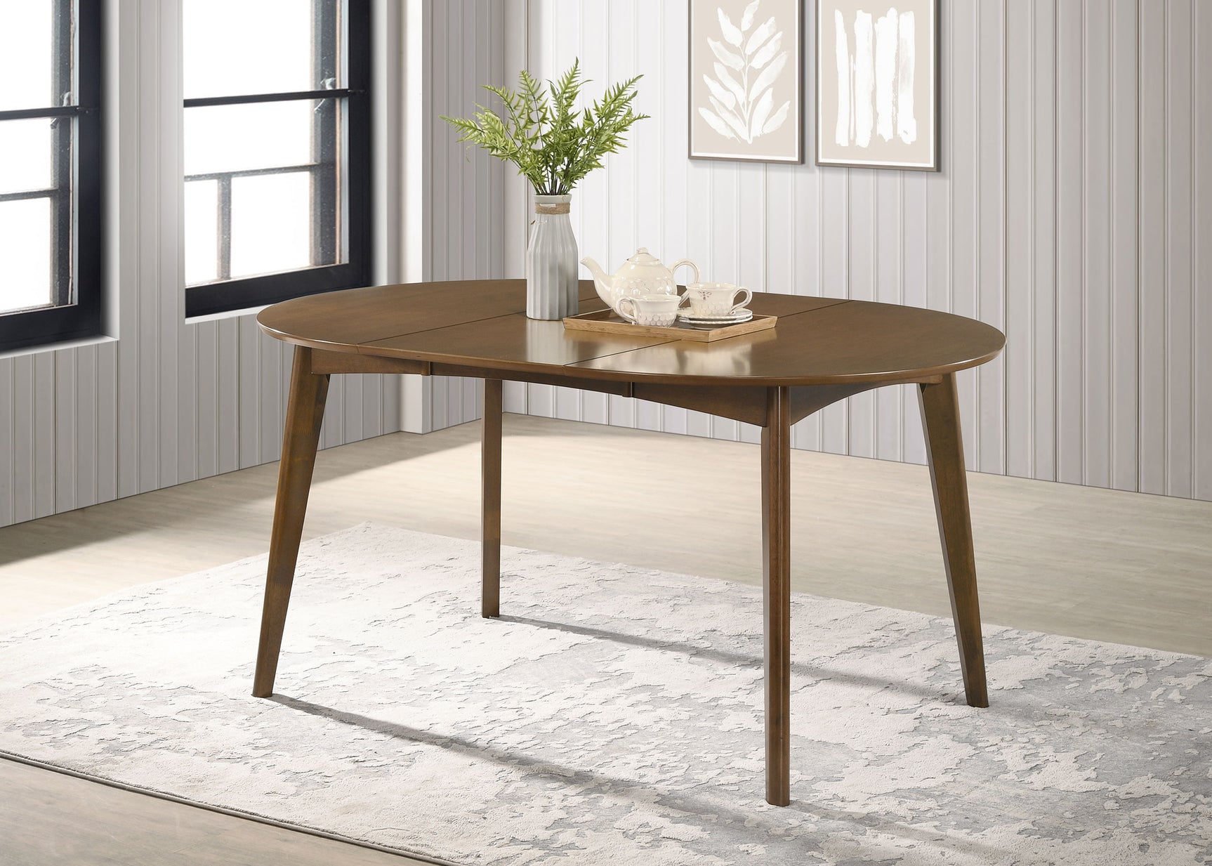 Jedda Oval 60-inch Extension Leaf Dining Table Dark Walnut - Tampa Furniture Outlet