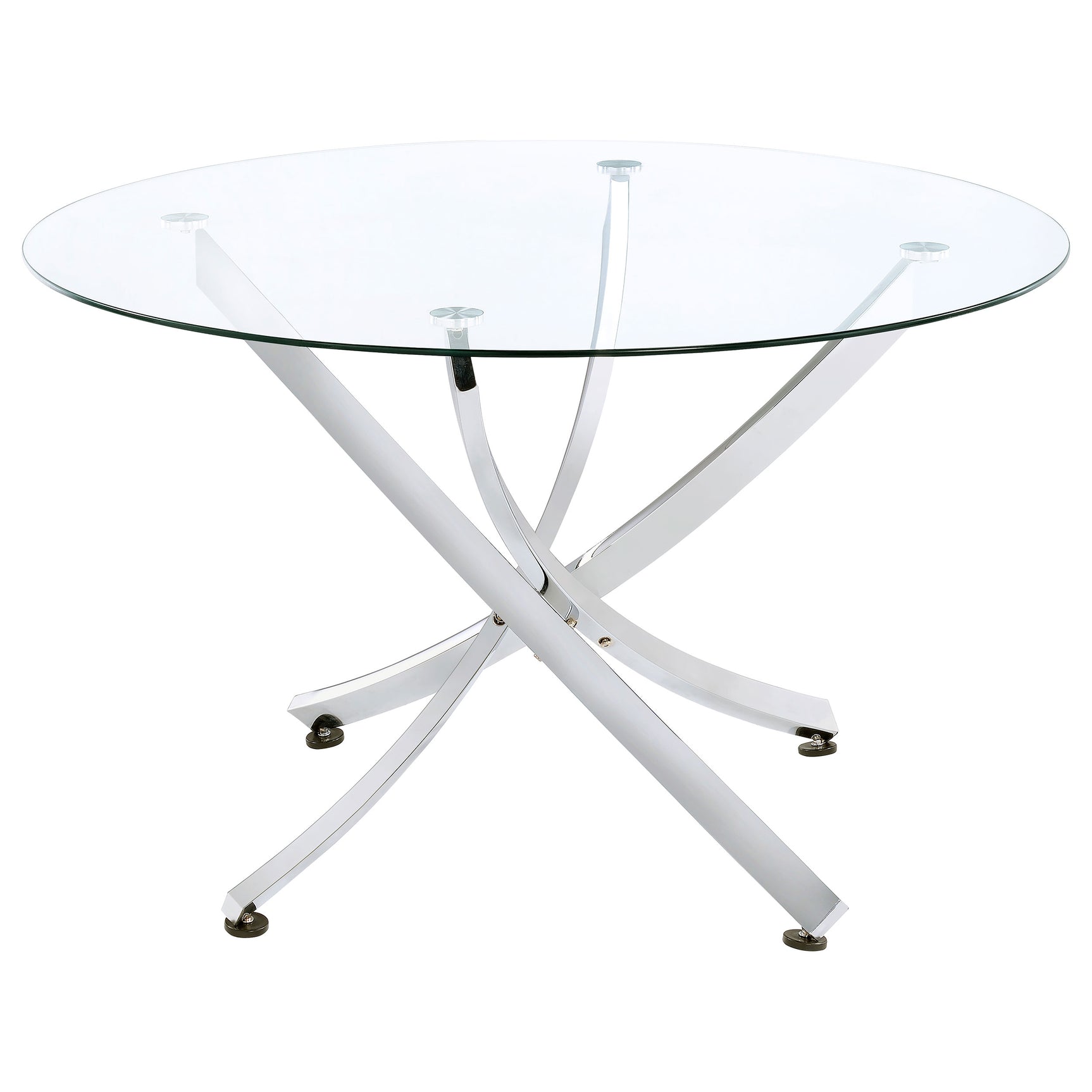 Tampa Furniture Outlet - Coaster - Beckham Round 46-inch Glass Top Dining Table Chrome - 106440