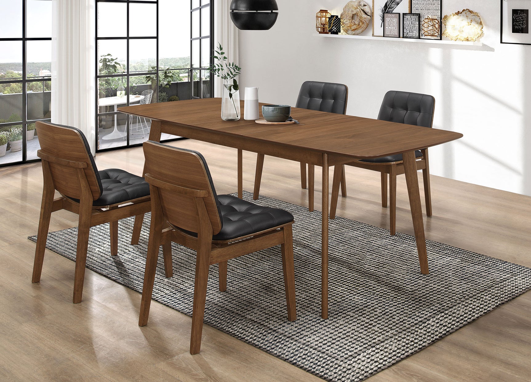 Tampa Furniture Outlet - Coaster - Redbridge Rectangular 5-piece Dining Set Natural Walnut - 106591-S5K