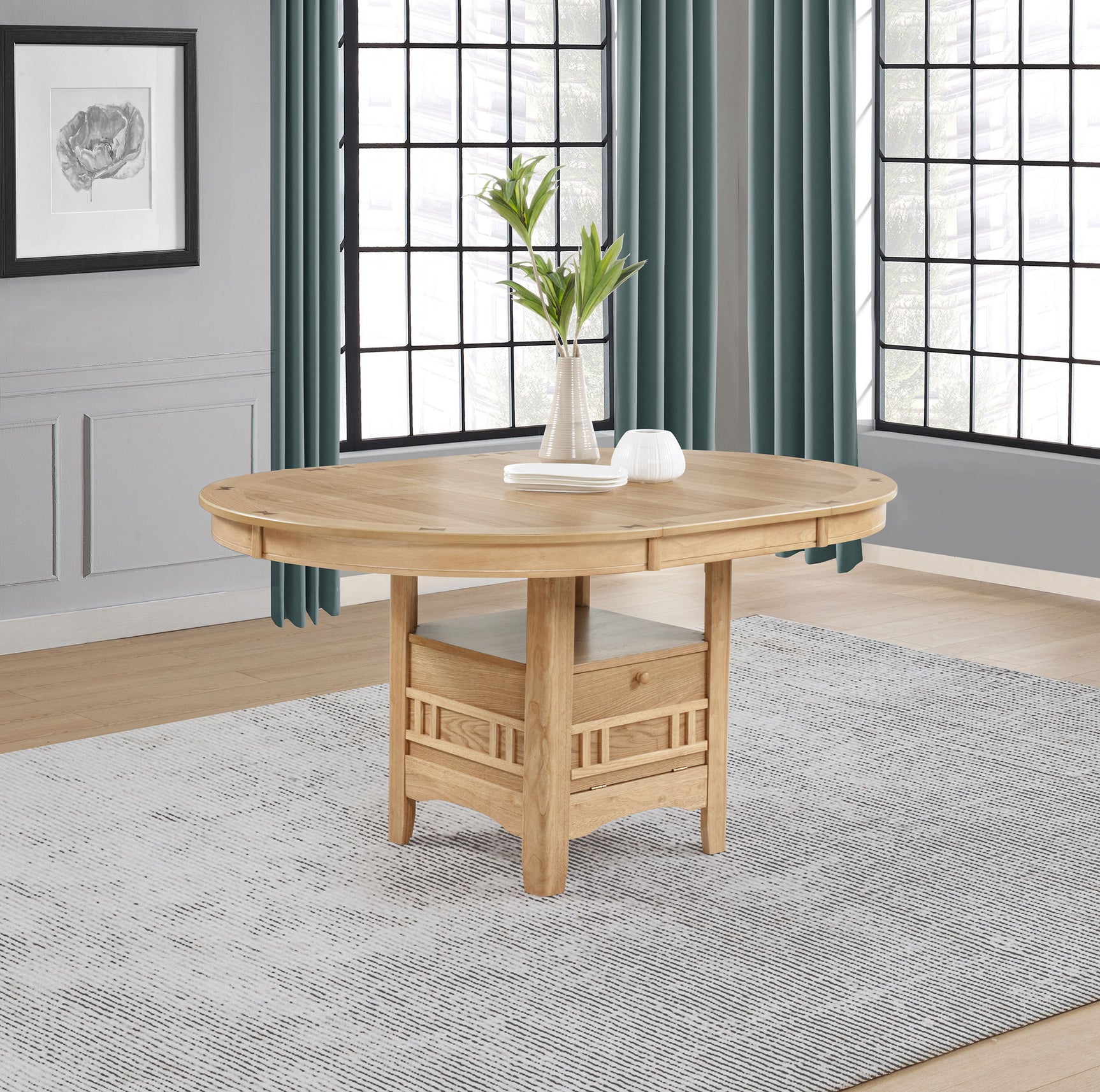 Lavon Oval 60-inch Wood Extension Leaf Dining Table Light Oak