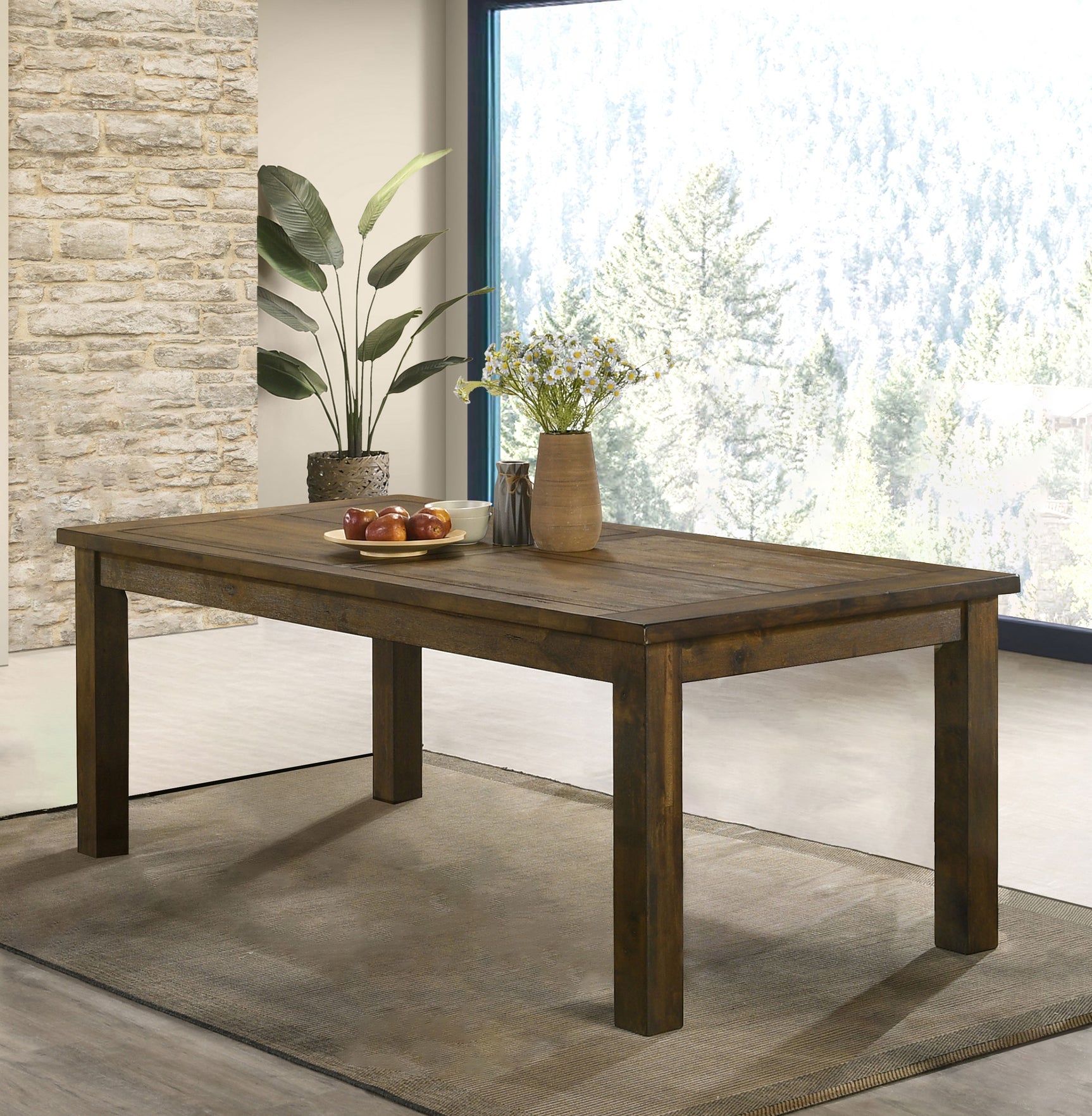 Coleman Rectangular 79-inch Dining Table Rustic Golden Brown - Tampa Furniture Outlet
