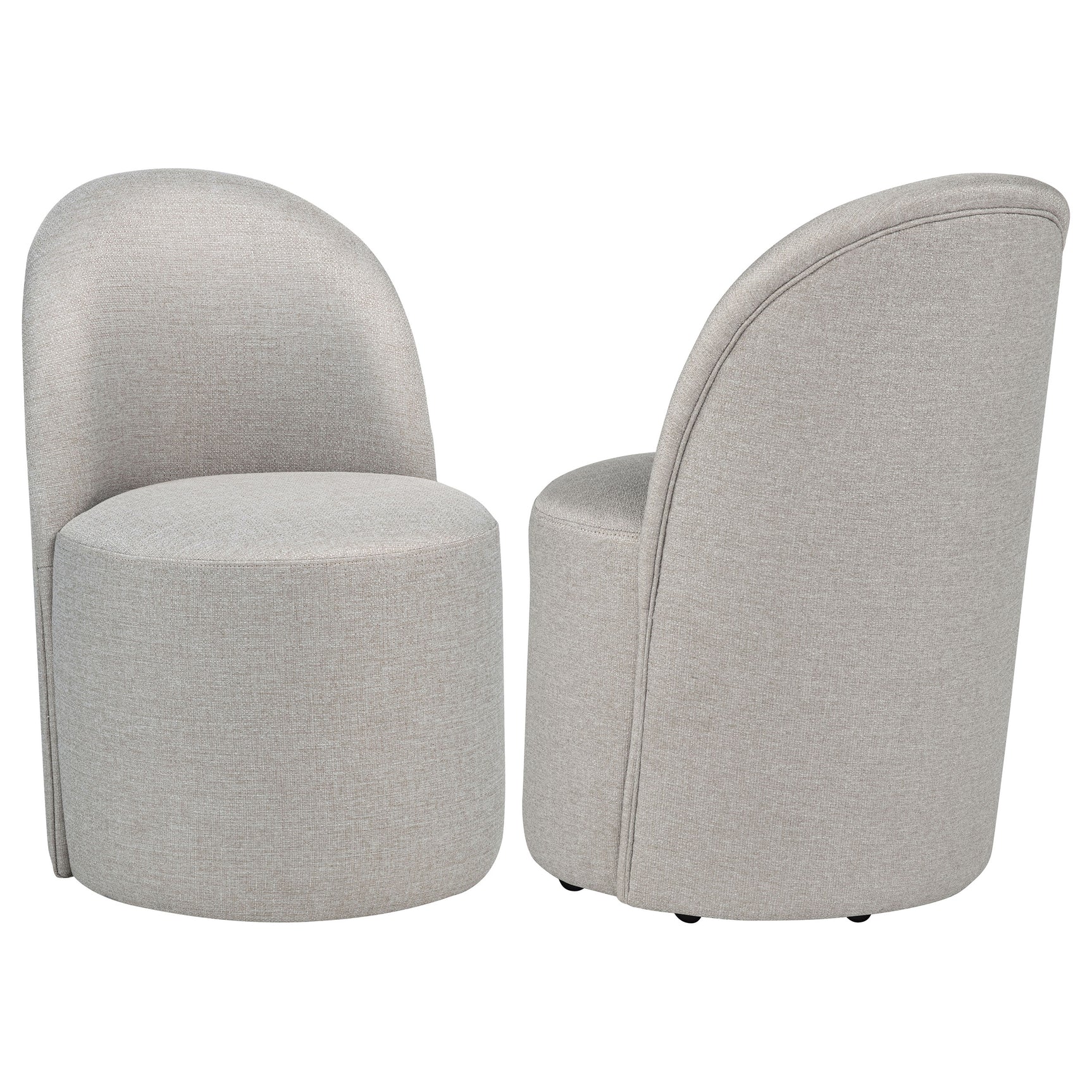 Tampa Furniture Outlet - Coaster - Aubrey Upholstered Barrel Dining Side Chair Beige (Set of 2) - 107062BEI