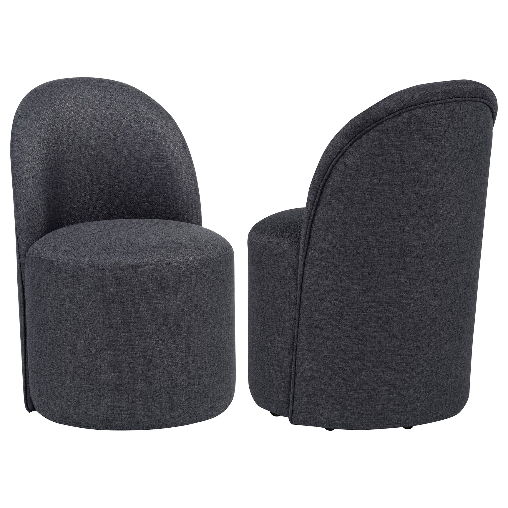 Tampa Furniture Outlet - Coaster - Aubrey Upholstered Barrel Dining Side Chair Charcoal (Set of 2) - 107062CHAR