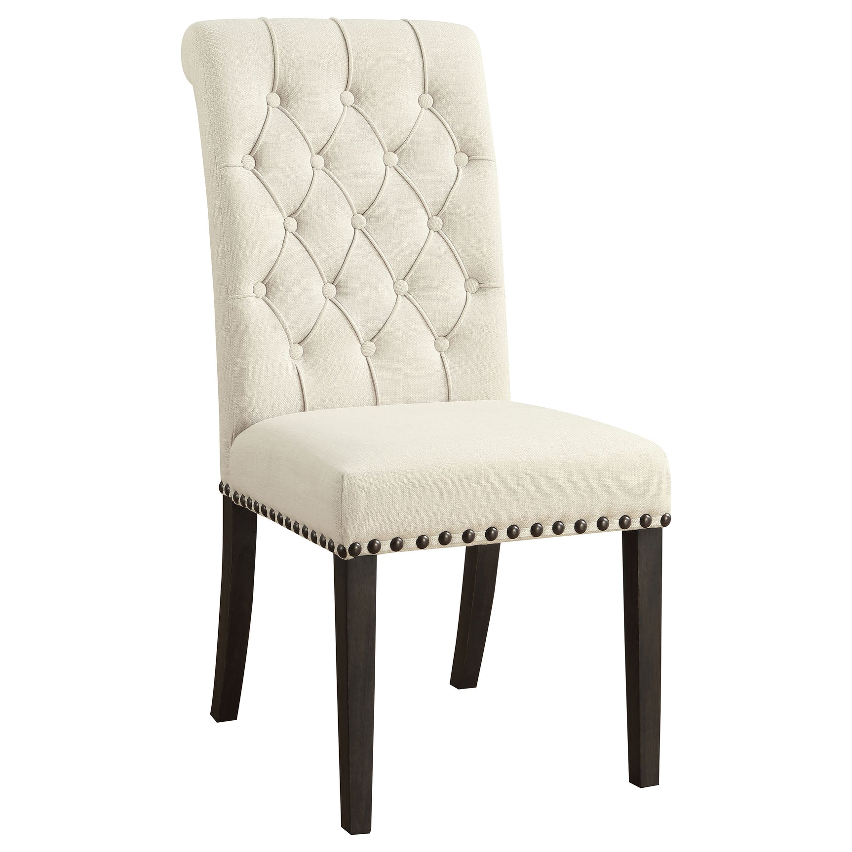 Alana Upholstered Dining Side Chair Beige Smokey Black (Set of 2) - Tampa Furniture Outlet