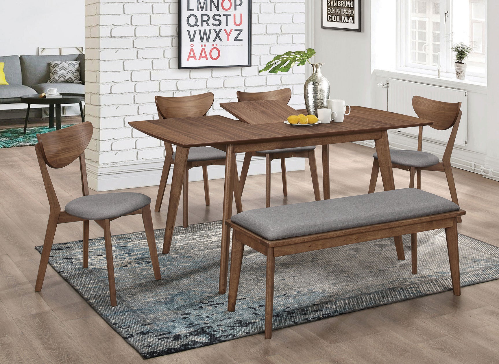 Alfredo Dining Side Chair Grey and Natural Walnut (Set of 2) - Tampa Furniture Outlet