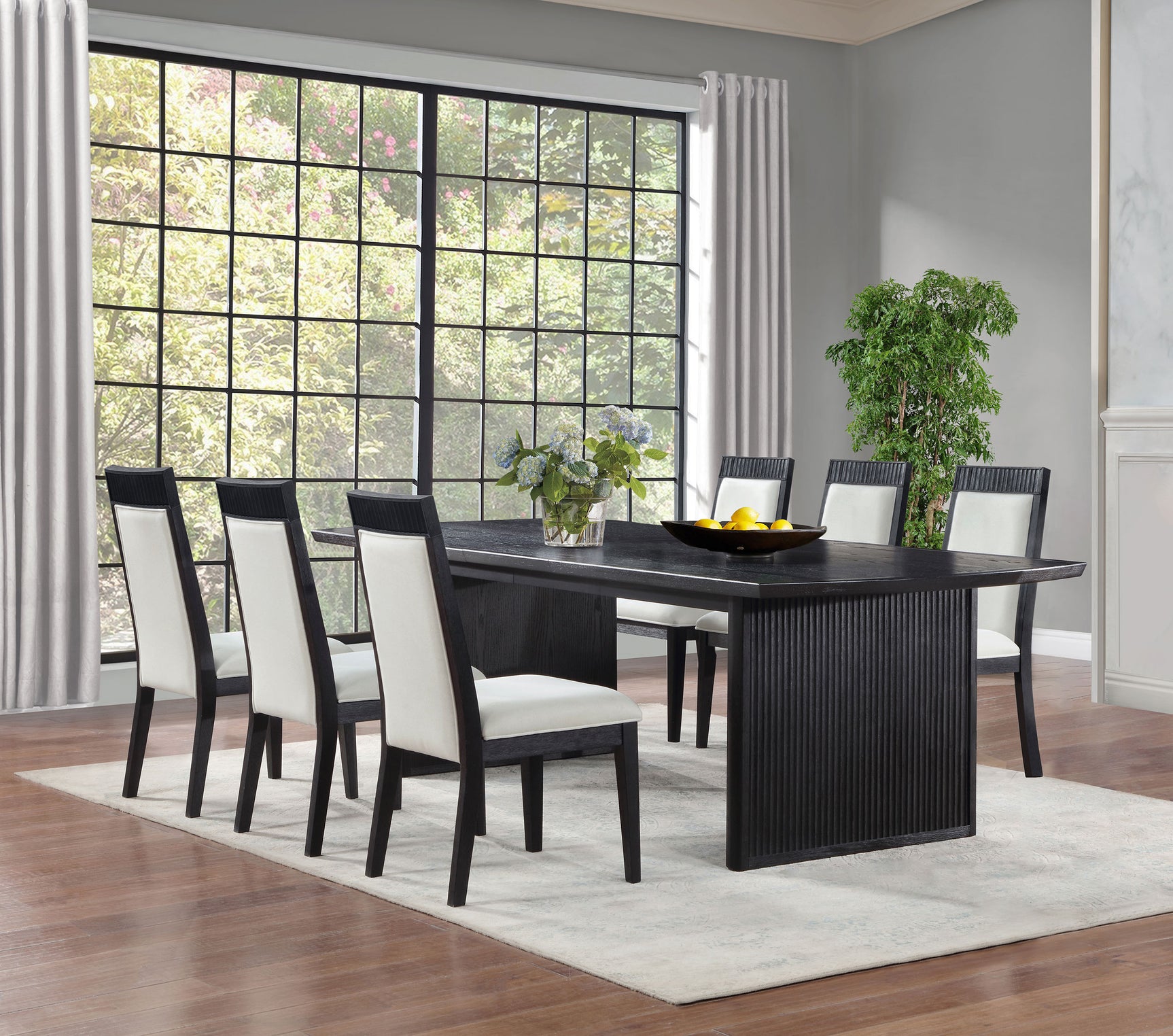 Tampa Furniture Outlet - Coaster - Brookmead 7-piece Extension Leaf Dining Table Set Black - 108231-S7A
