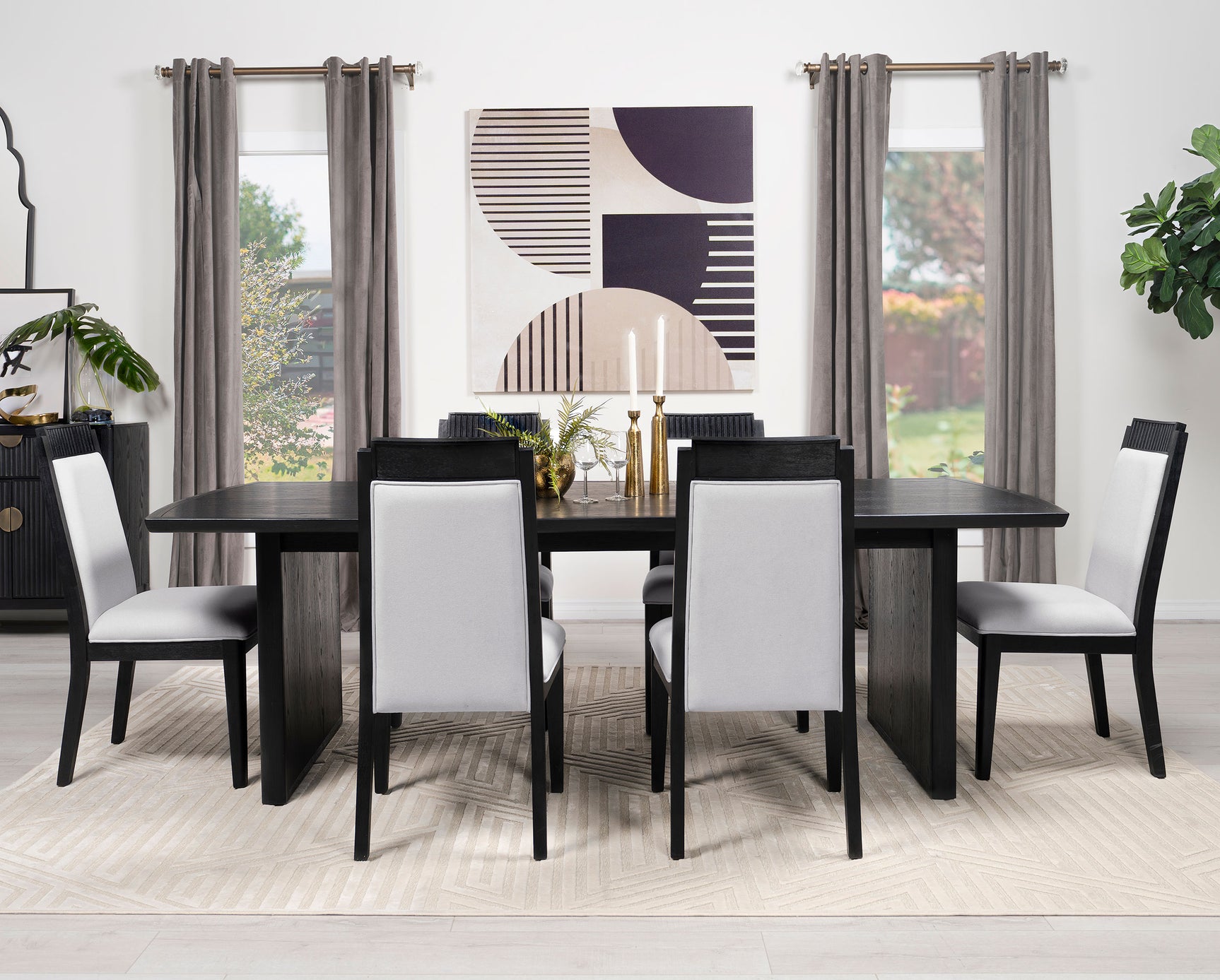 Brookmead 100-inch Extension Leaf Dining Table Black - Tampa Furniture Outlet