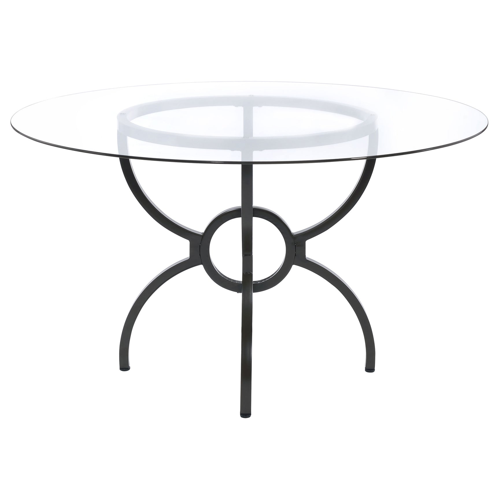 Aviano Round 48-inch Glass Top Metal Dining Table Gunmetal - Tampa Furniture Outlet