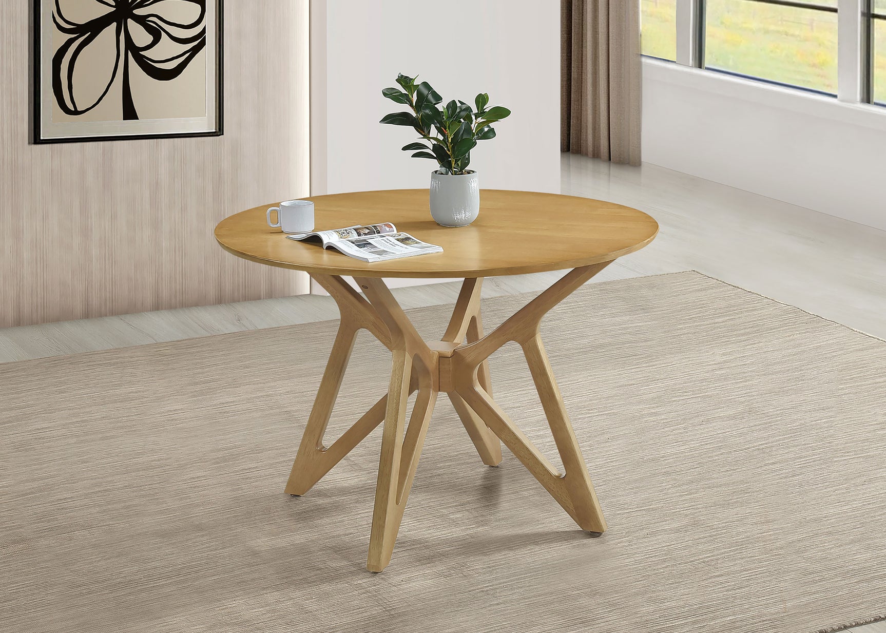 Elowen Round 42-inch Solid Wood Dining Table Light Walnut - Tampa Furniture Outlet