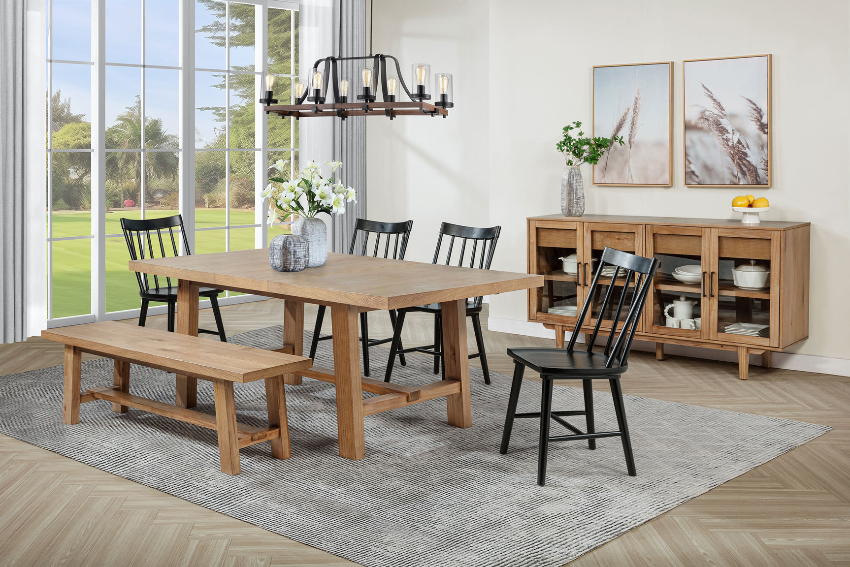 Tampa Furniture Outlet - Coaster - Middleton 6-piece Extension Leaf Dining Set Brown and Black - 108540-S6B