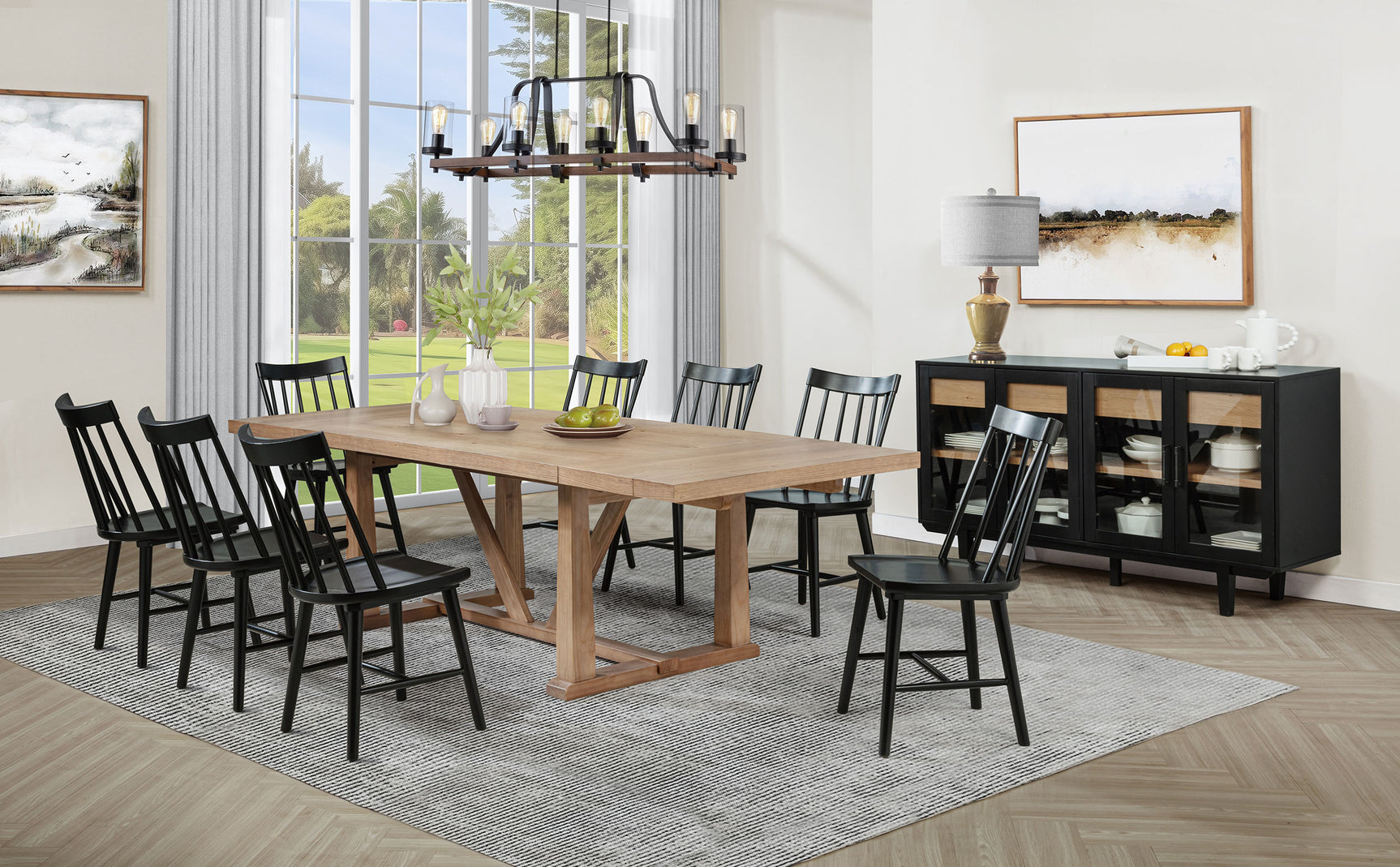 Tampa Furniture Outlet - Coaster - Middleton 10-piece Extension Leaf Dining Set Natural Brown and Black - 108541-S10B
