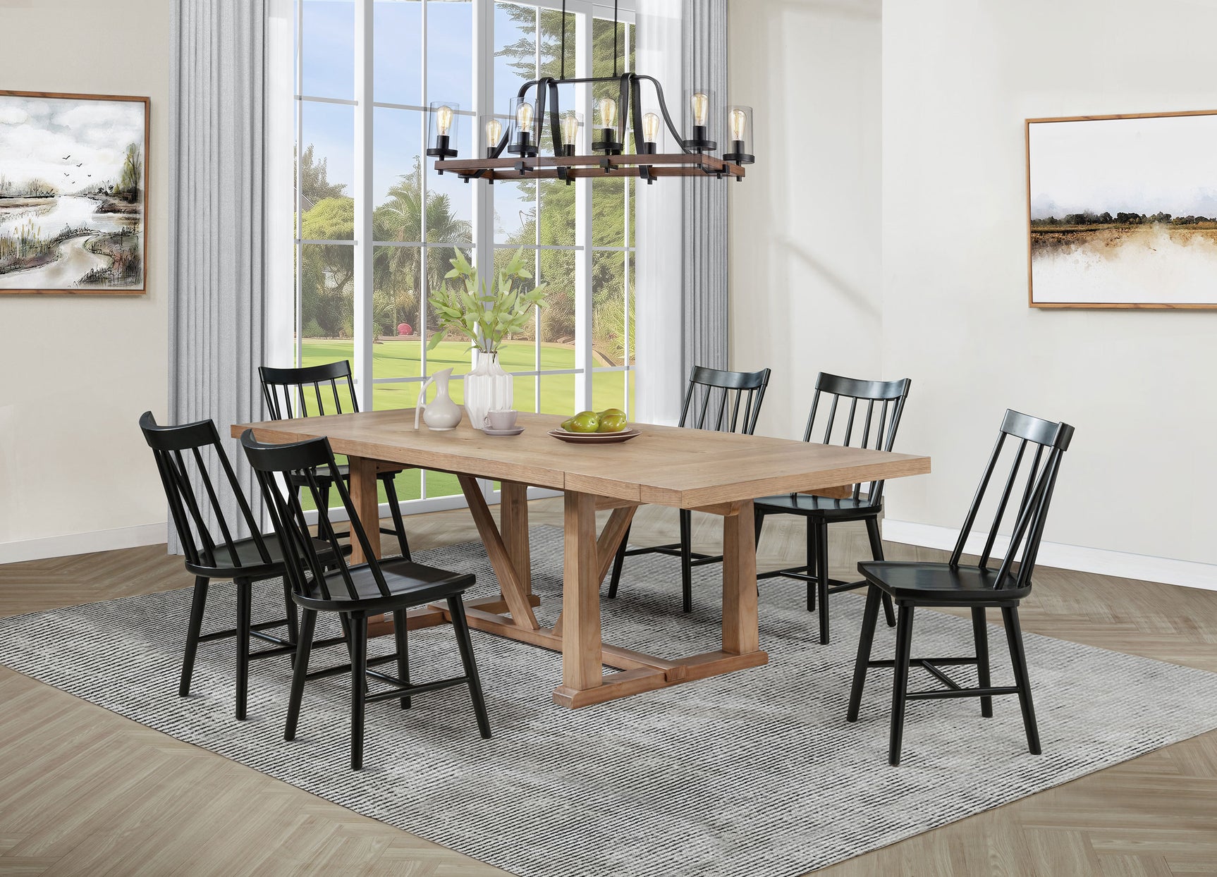 Tampa Furniture Outlet - Coaster - Middleton 7-piece Extension Leaf Dining Set Brown and Black - 108541-S7B