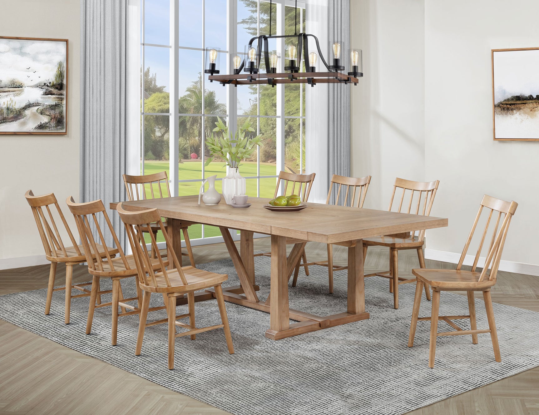 Tampa Furniture Outlet - Coaster - Middleton 9-piece Extension Leaf Dining Set Natural Brown - 108541-S9N