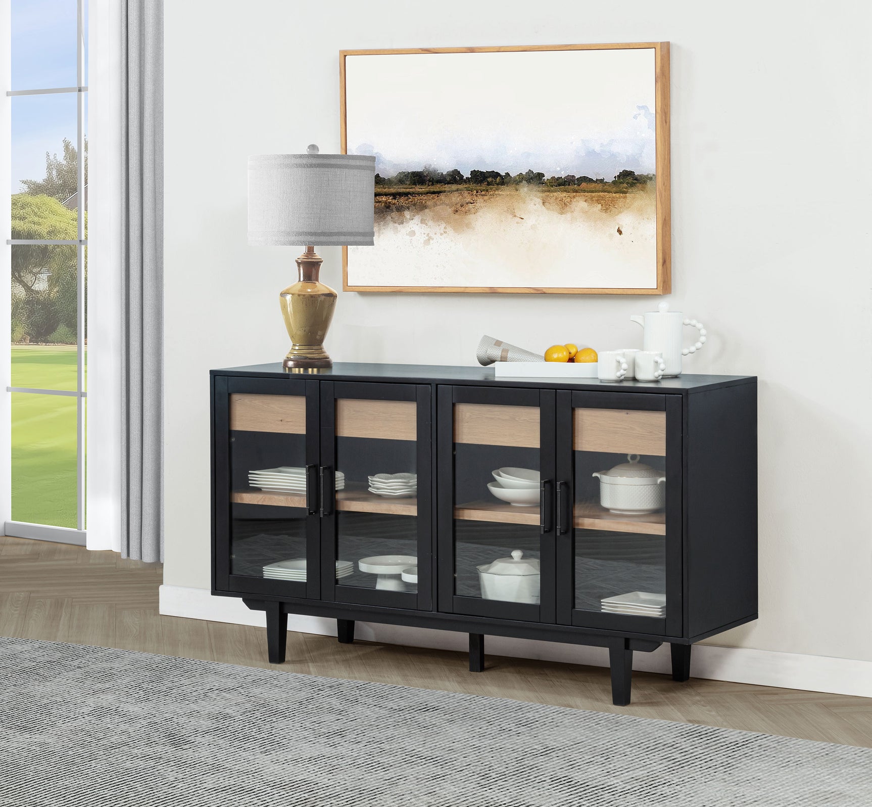 Middleton 4-door Sideboard Server with Dual Drawers Black - Tampa Furniture Outlet