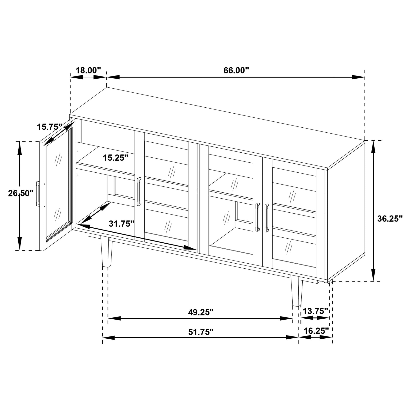 Middleton 4-door Sideboard Server with Dual Drawers Natural - Tampa Furniture Outlet