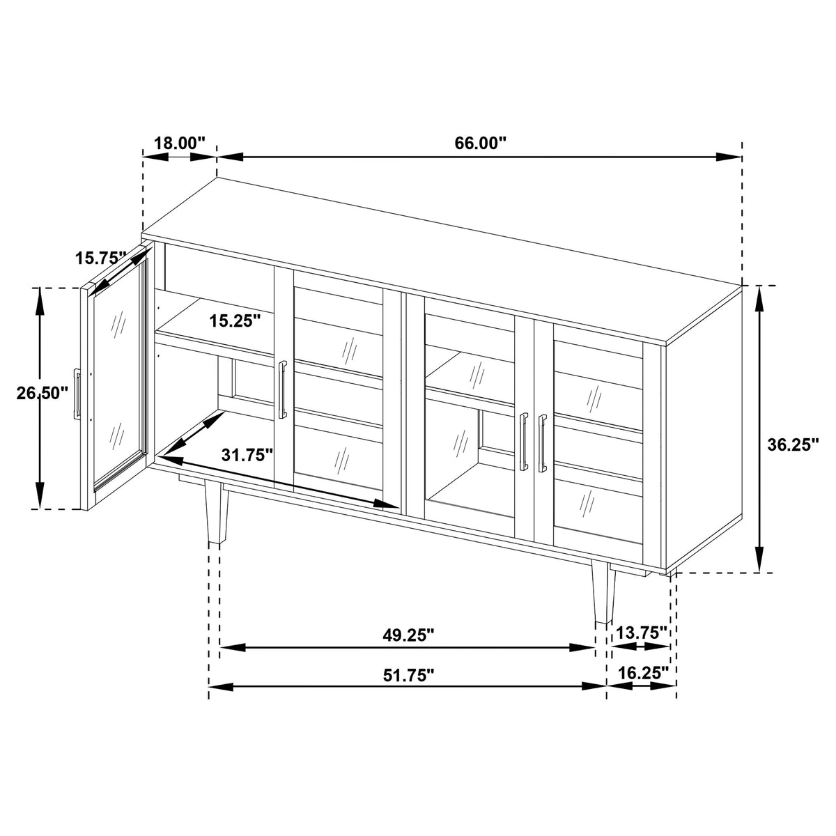 Middleton 4-door Sideboard Server with Dual Drawers Natural