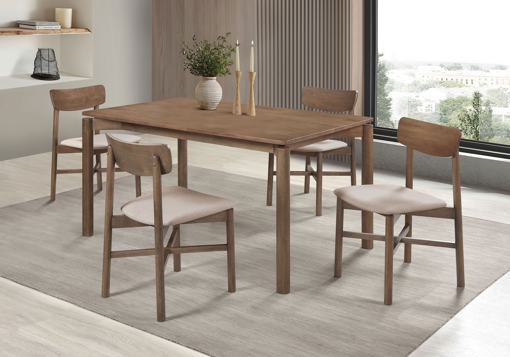 Tampa Furniture Outlet - Coaster - Parkridge 5-piece 59-inch Wood Dining Set Natural Walnut - 108561-S5