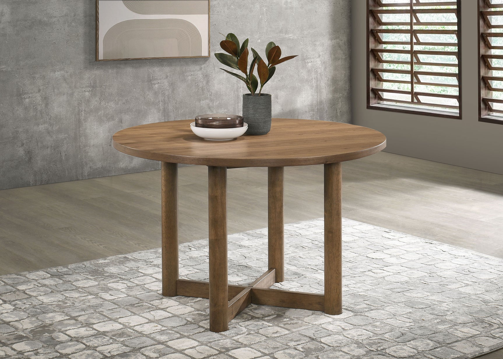 Crestmore 46-inch Round Wood Dining Table Walnut - Tampa Furniture Outlet