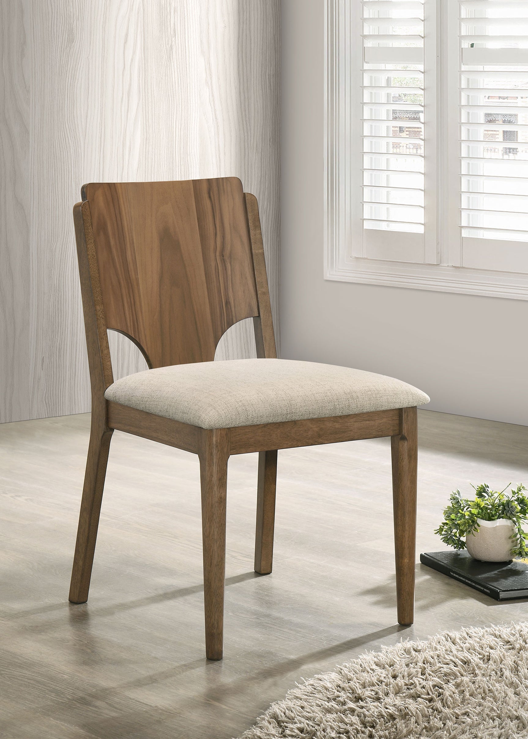 Crestmore Dining Chair Upholstered Seat Walnut (Set of 2) - Tampa Furniture Outlet