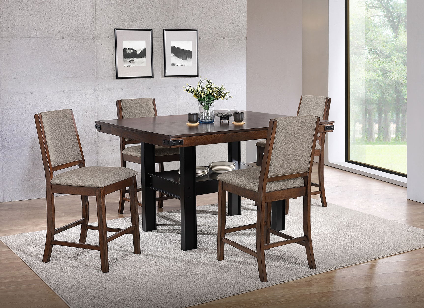 Tampa Furniture Outlet - Coaster - Patterson 5-piece Counter Height Dining Set Mango Oak - 108888-S5