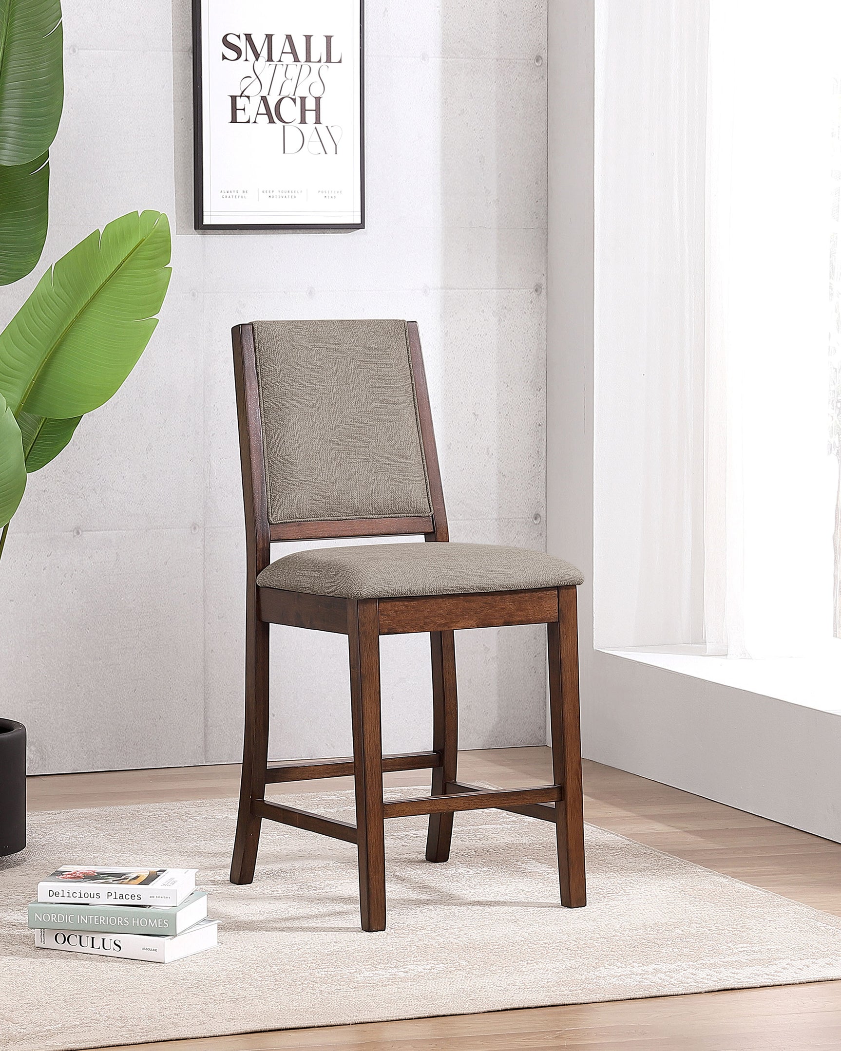 Patterson Upholstered Counter Chair Mango Oak (Set of 2) - Tampa Furniture Outlet