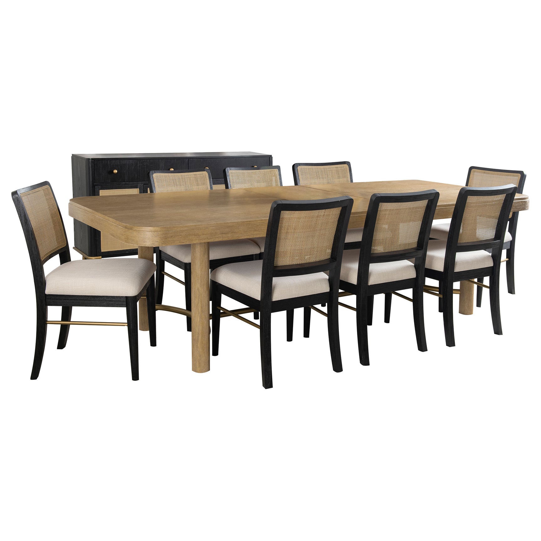 Arini 9-piece Extension Leaf Dining Table Set Sand Wash and Black - Tampa Furniture Outlet